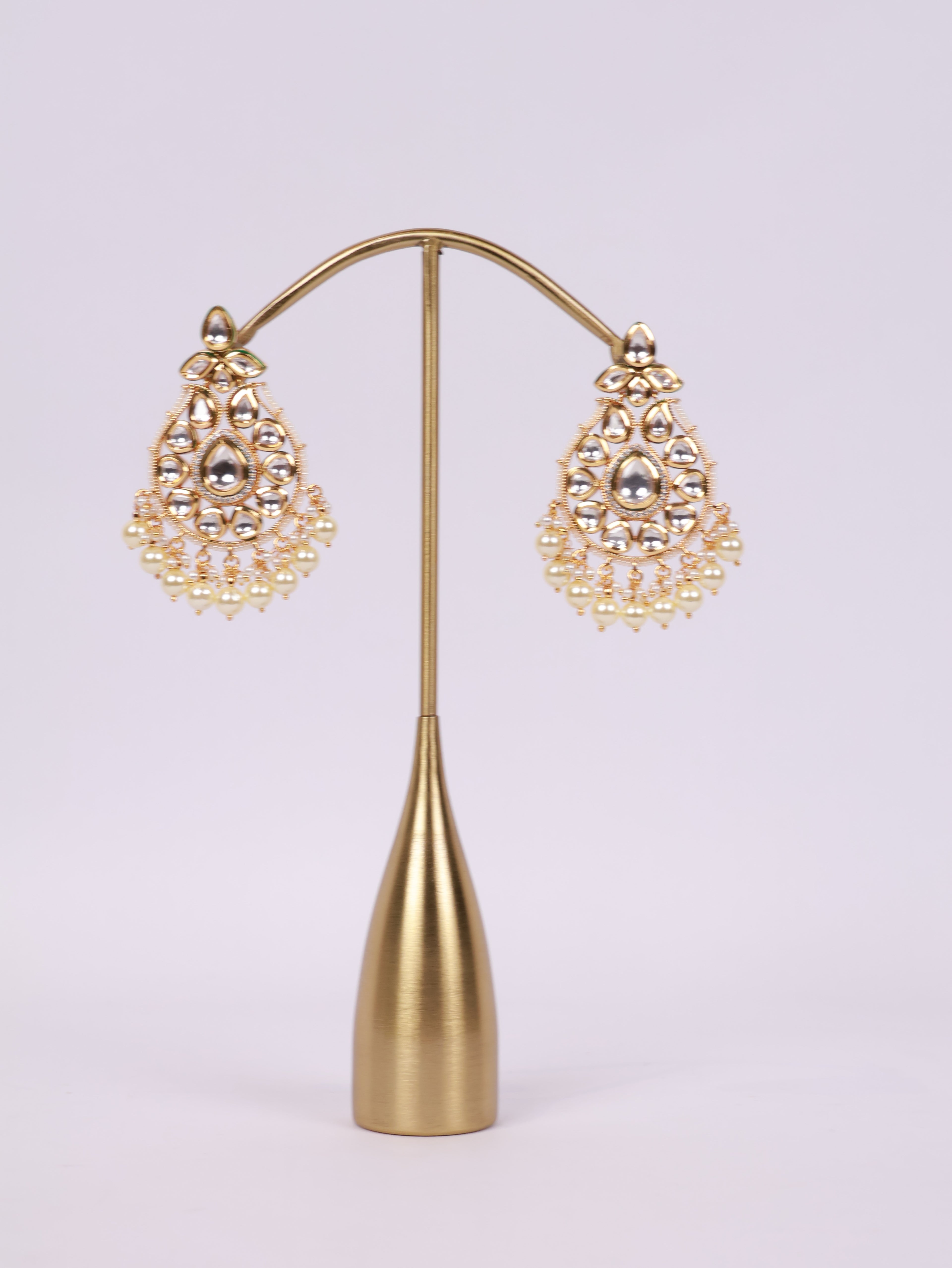 Royal Kundan Teardrop Pearl Chandelier Earrings