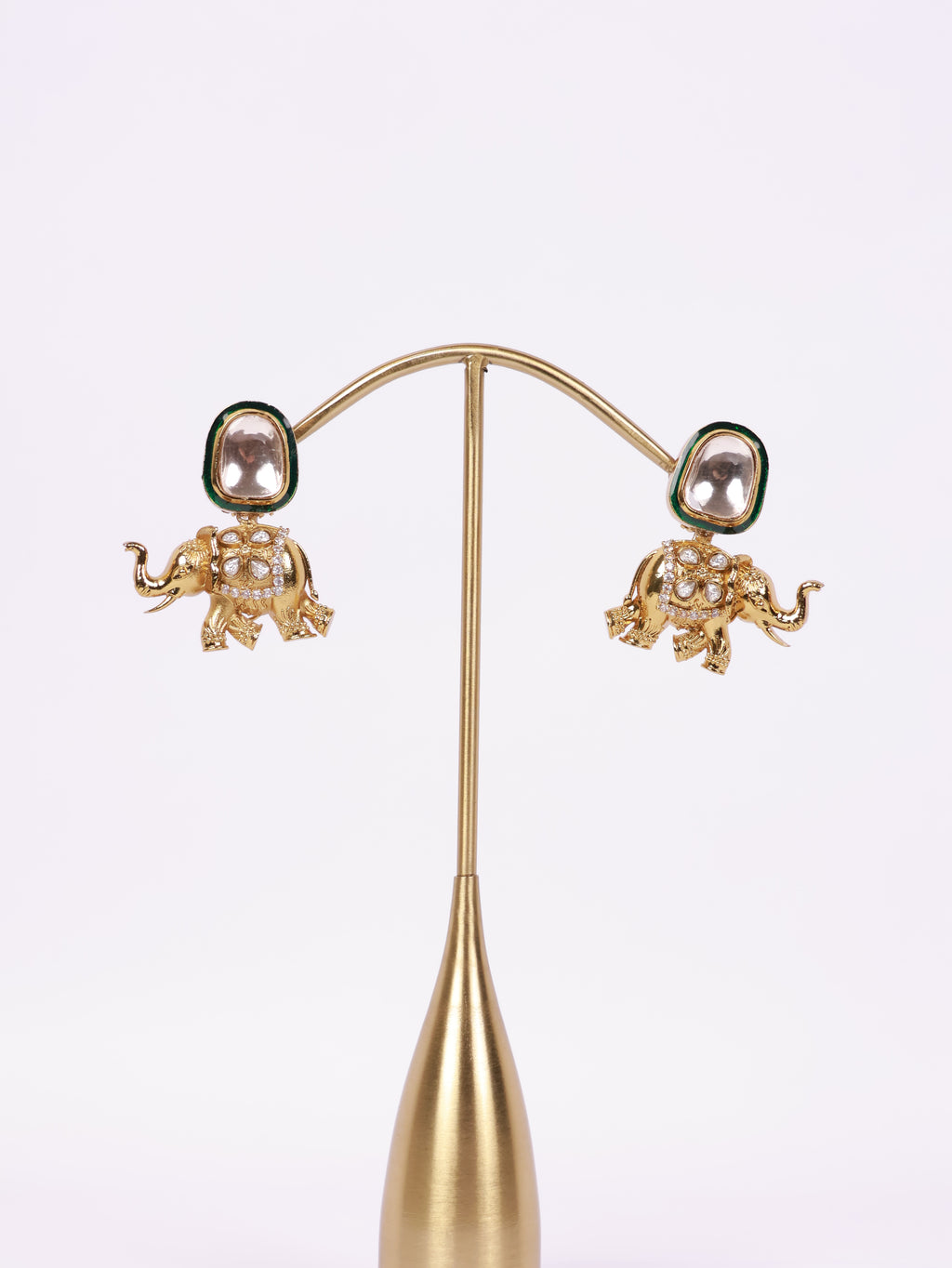 Royal Elephant Motif Kundan Drop Earrings