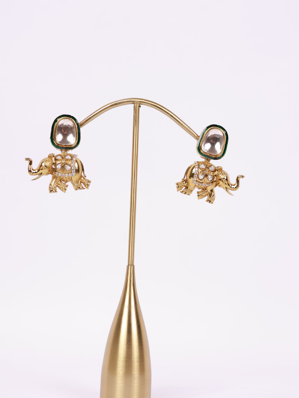 Royal Elephant Motif Kundan Drop Earrings