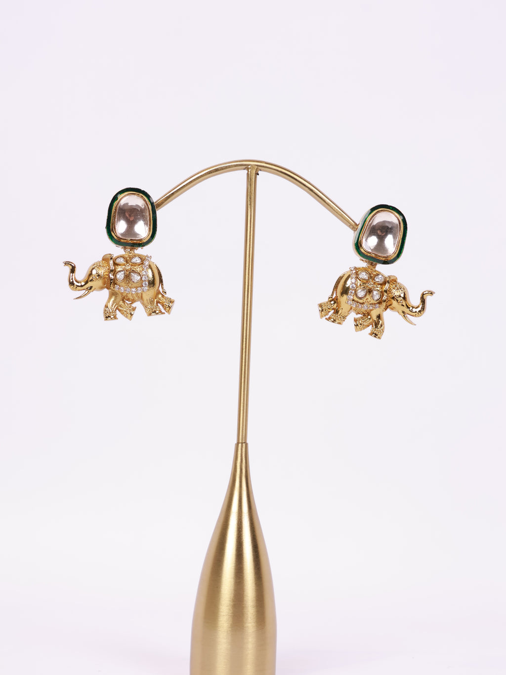 Royal Elephant Motif Kundan Drop Earrings