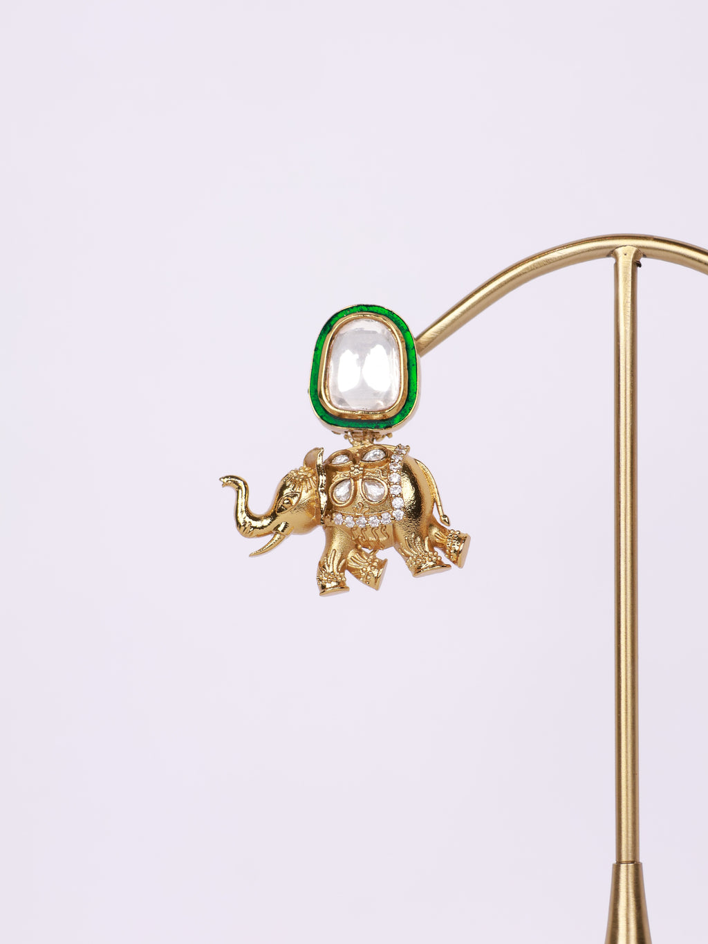 Royal Elephant Motif Kundan Drop Earrings