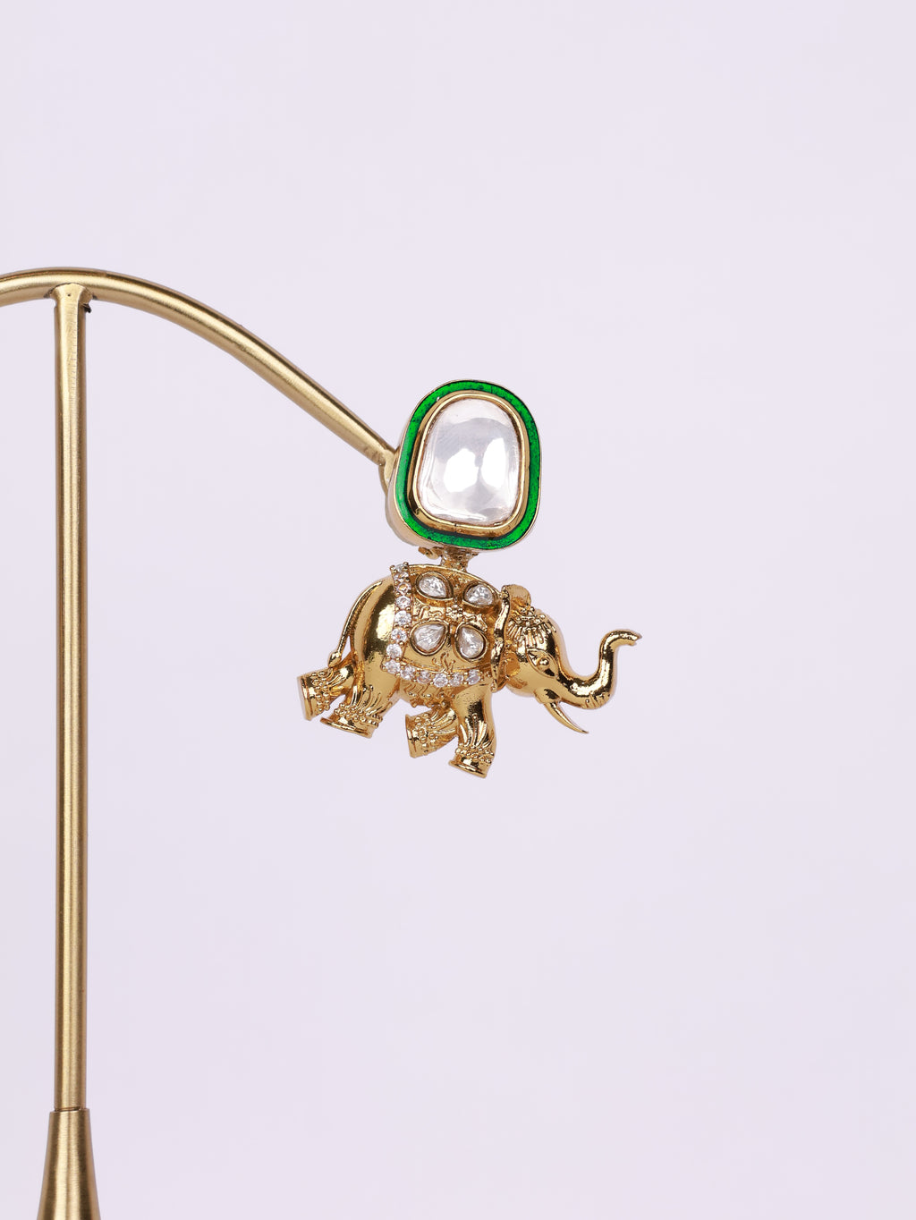 Royal Elephant Motif Kundan Drop Earrings