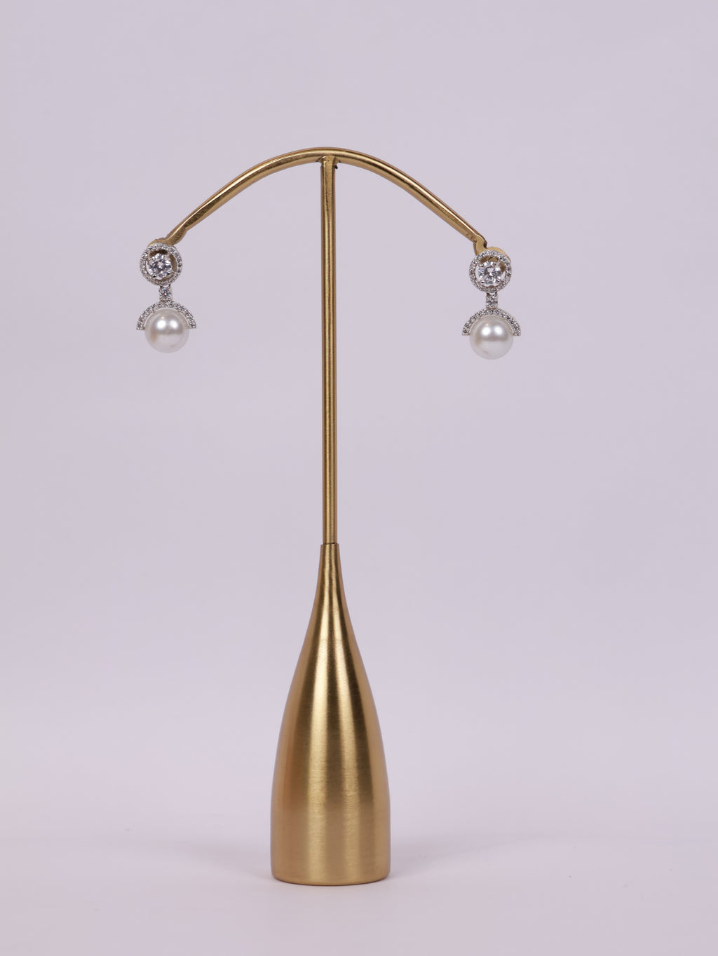 Geometric Halo Pearl Drop Earrings