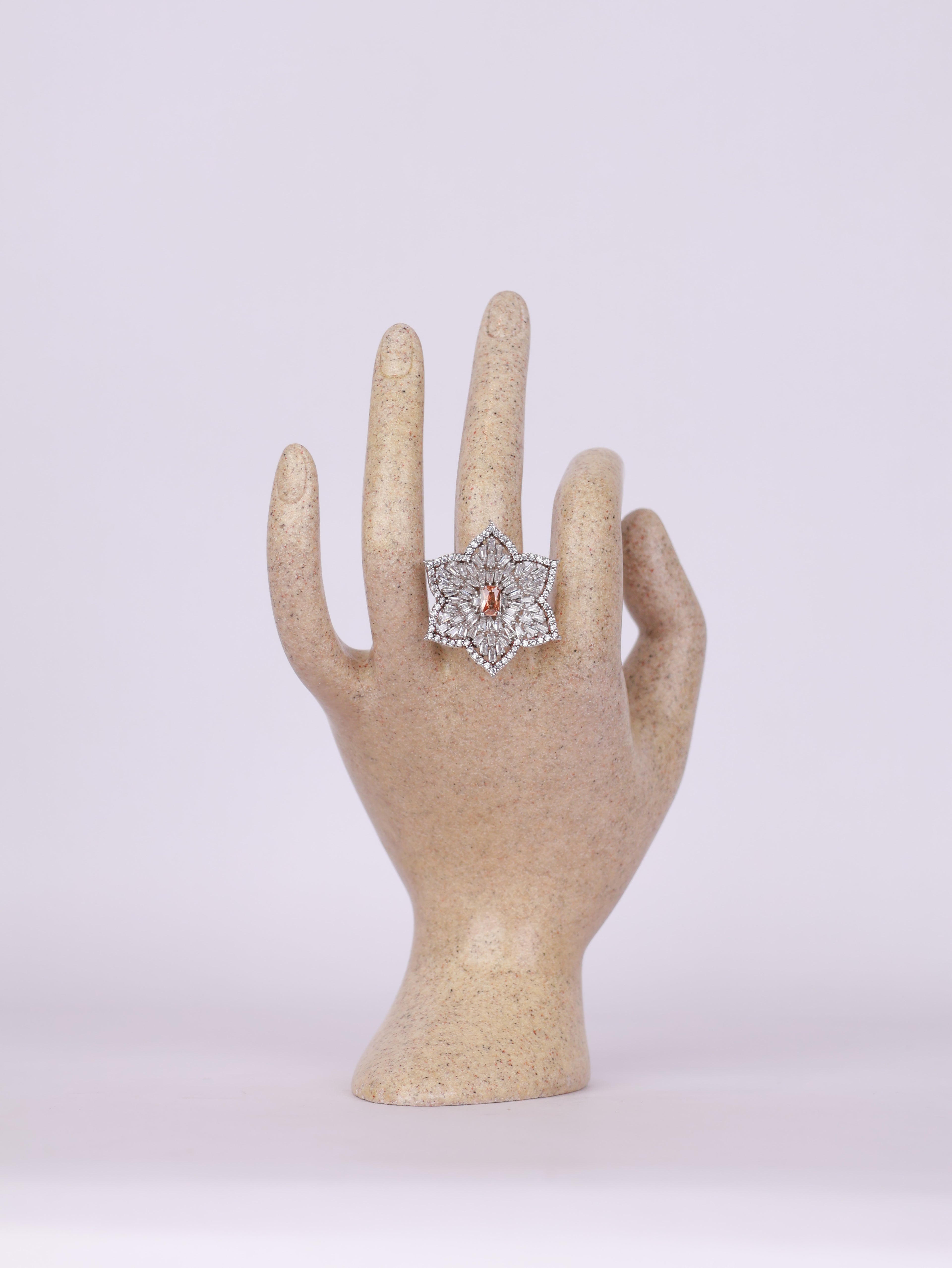 Radiant Floral Starburst Statement Ring