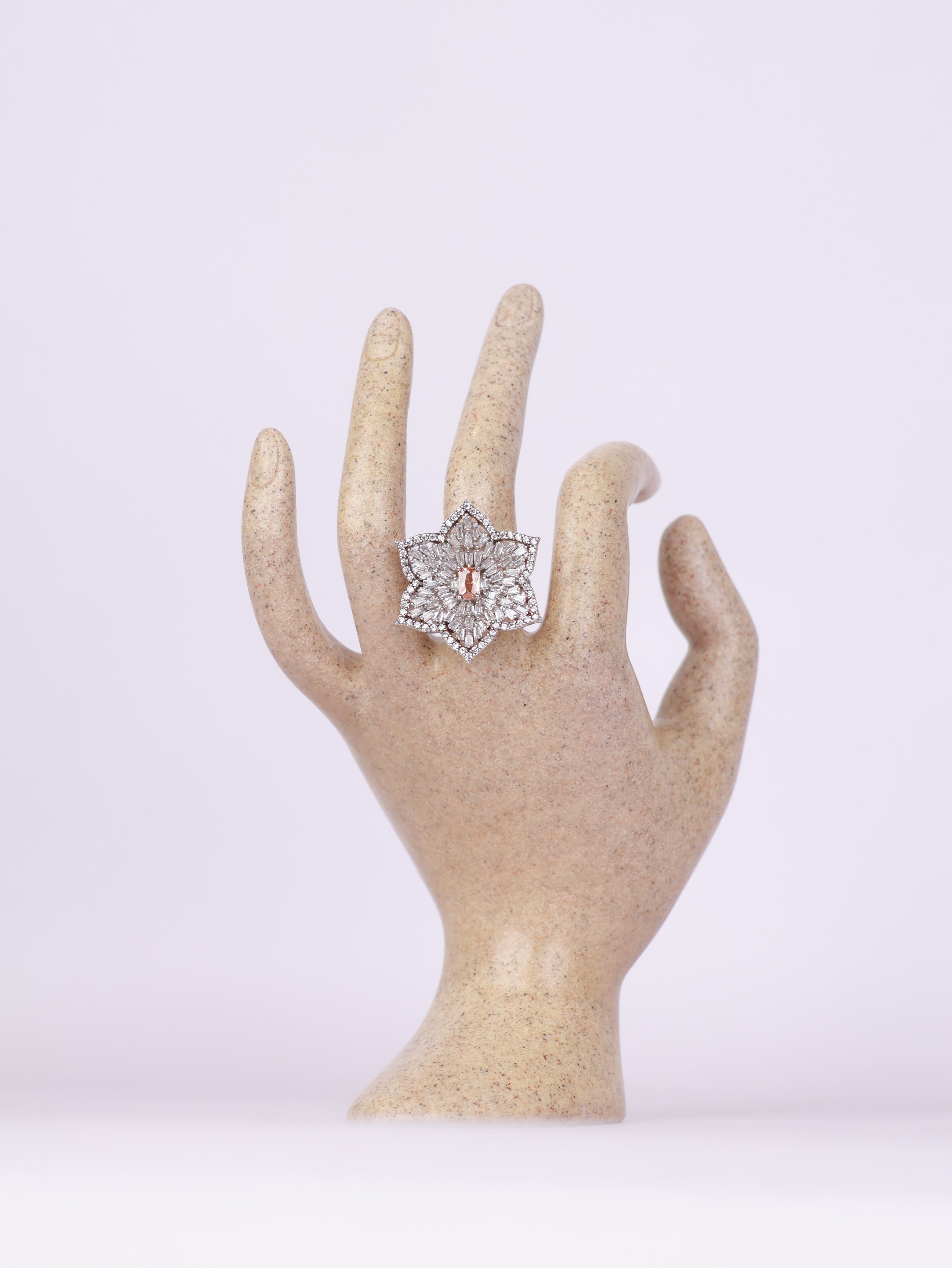 Radiant Floral Starburst Statement Ring