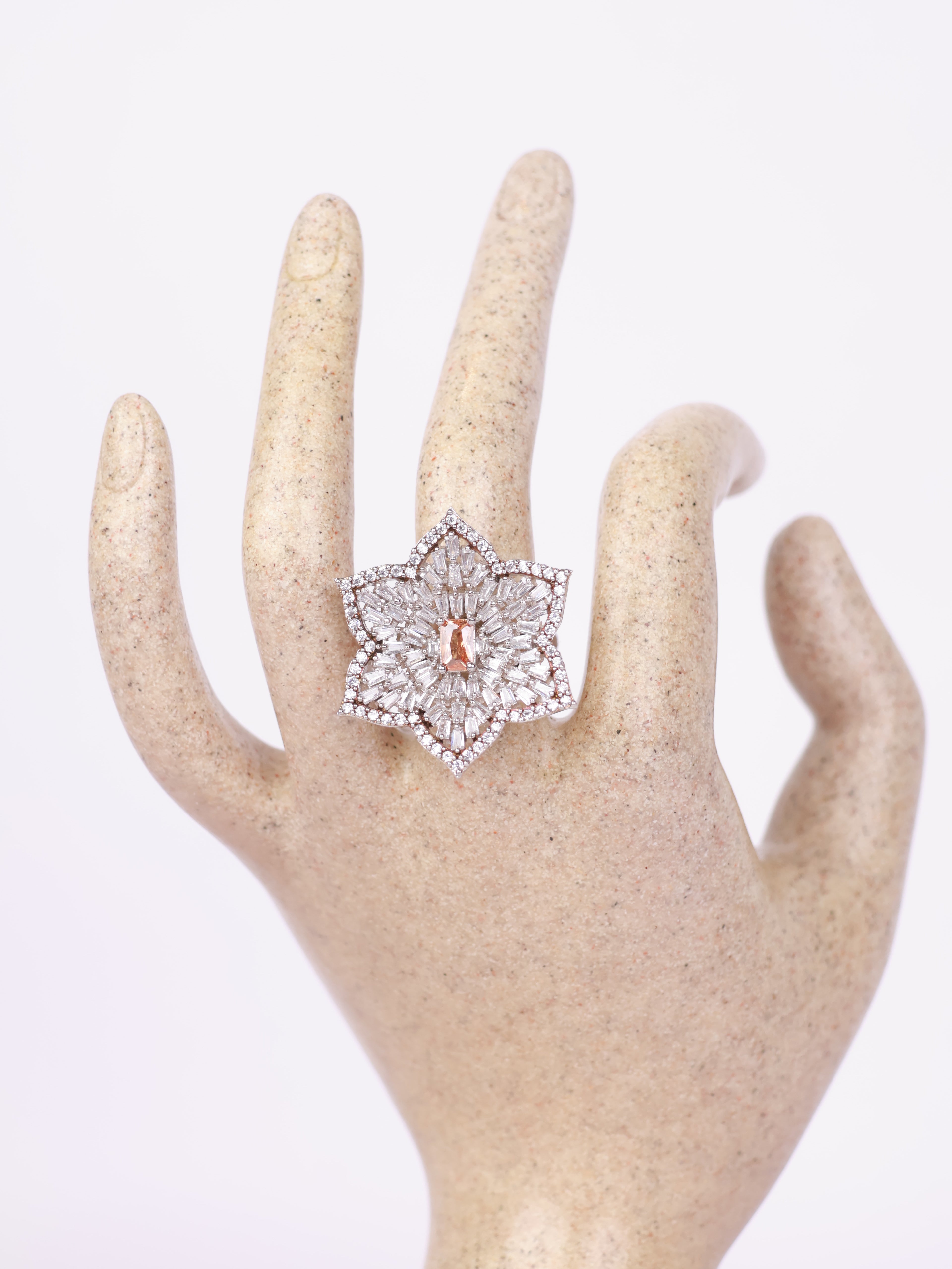 Radiant Floral Starburst Statement Ring