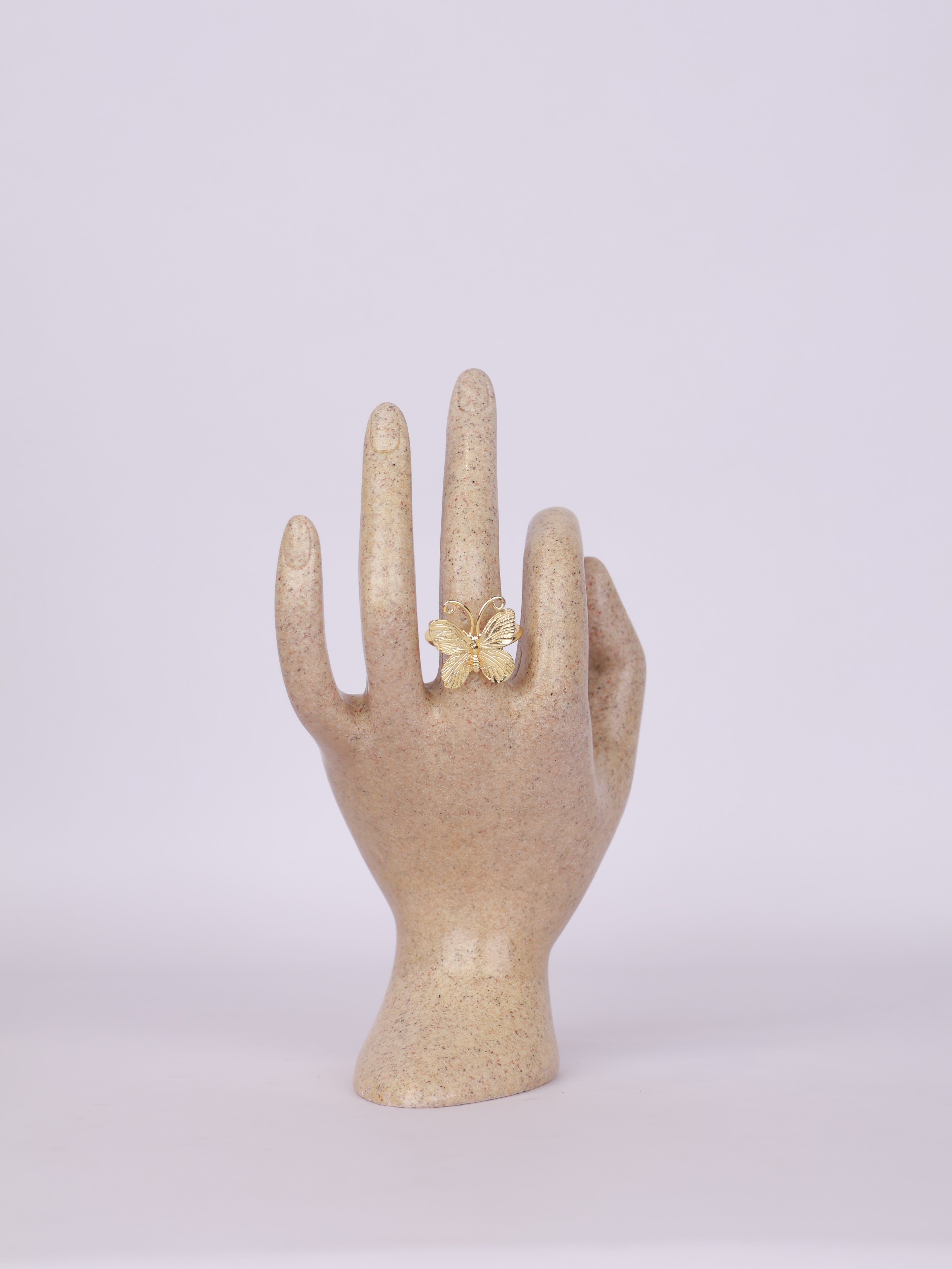 Textured Golden Butterfly Statement Ring
