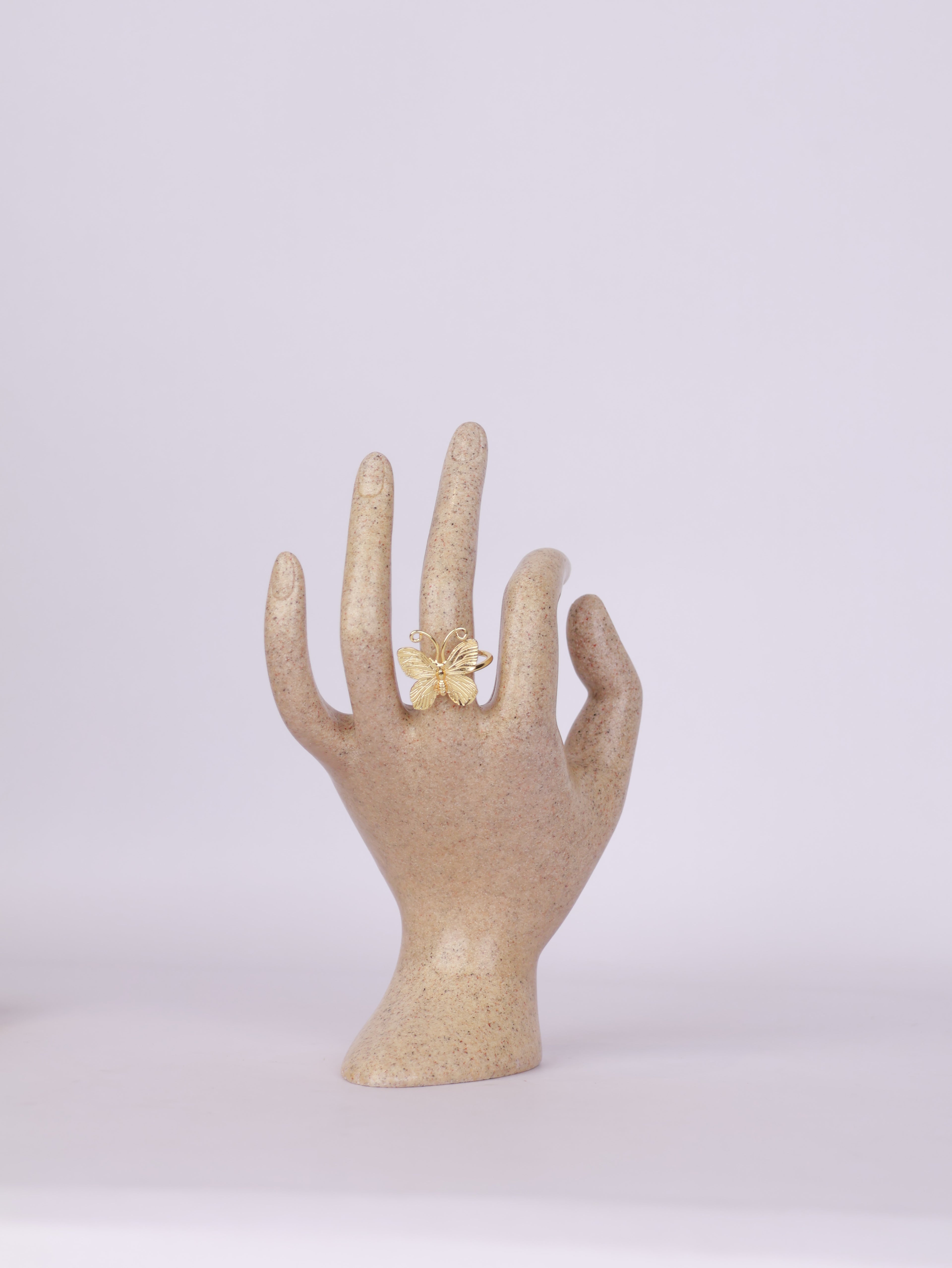Textured Golden Butterfly Statement Ring