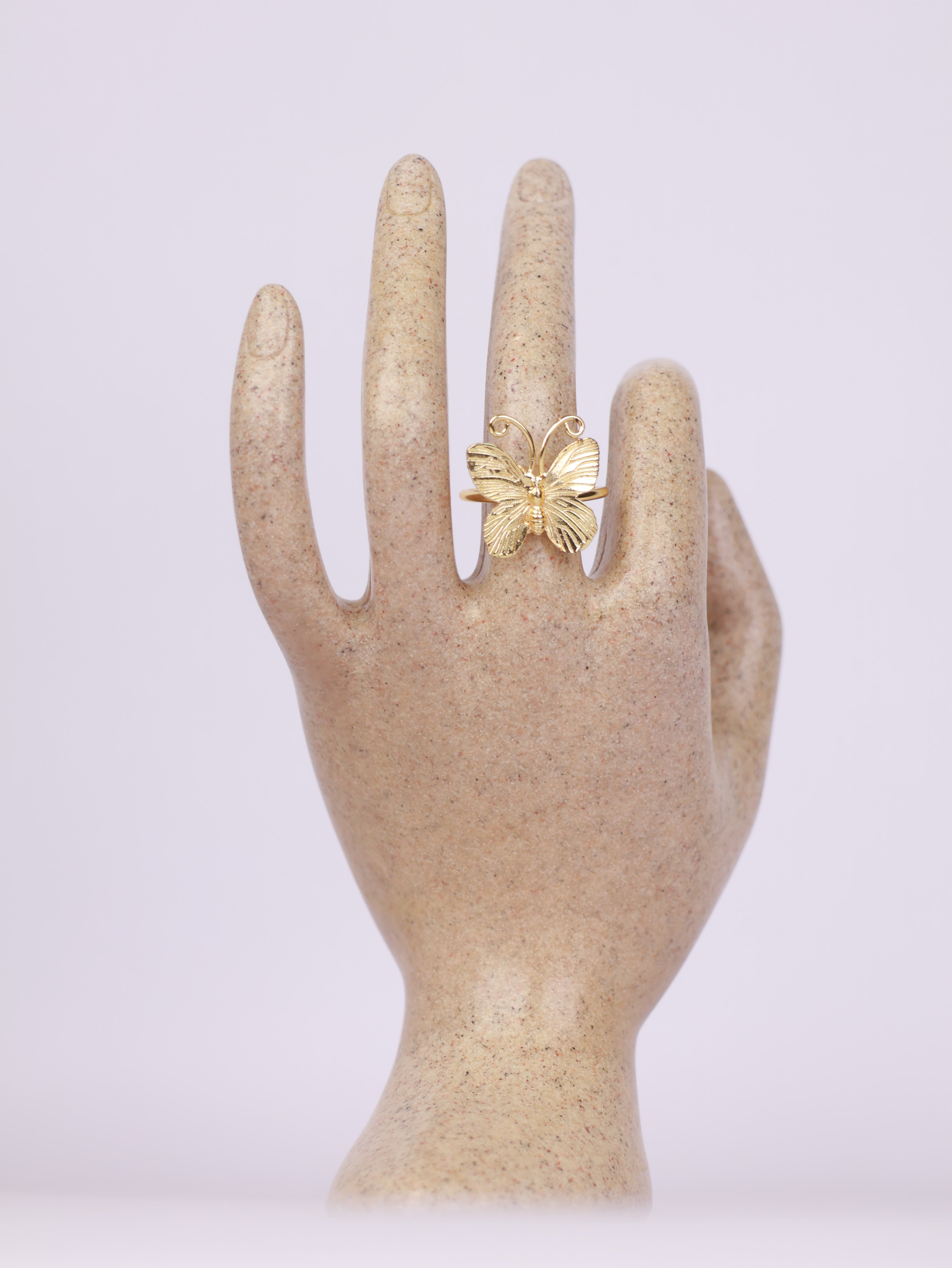 Textured Golden Butterfly Statement Ring