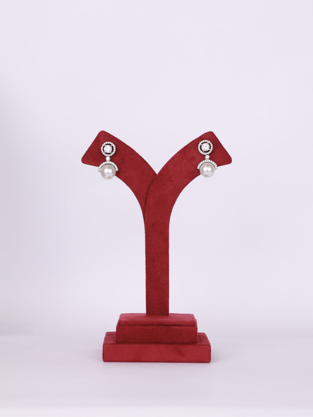 Geometric Halo Pearl Drop Earrings