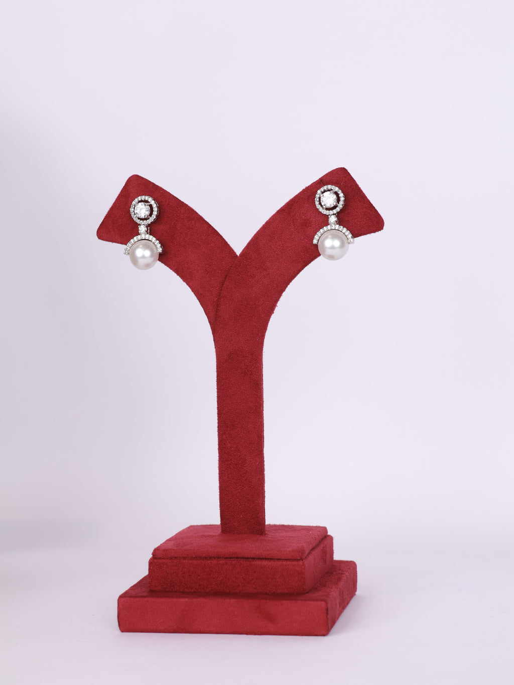 Geometric Halo Pearl Drop Earrings