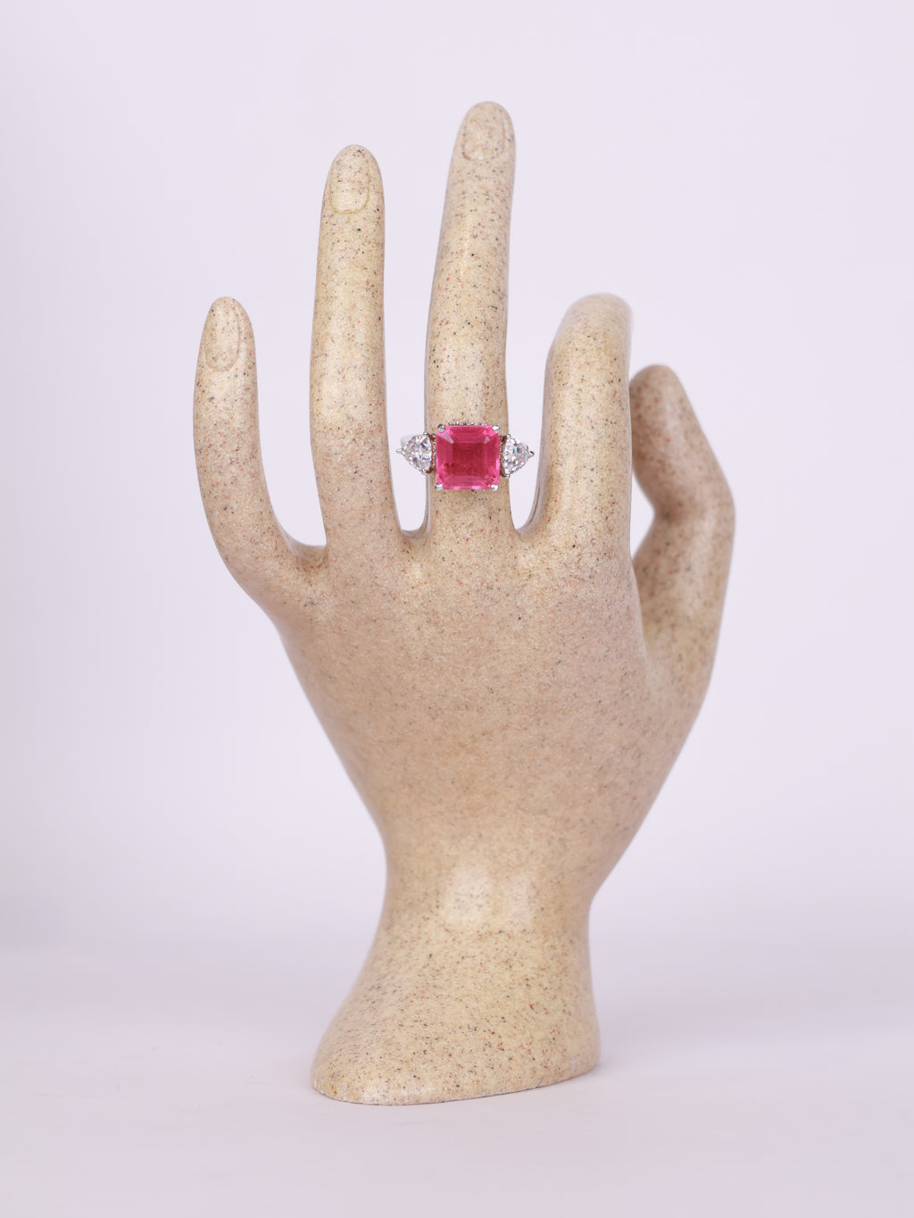 Radiant Pink Sapphire Three-Stone Statement Ring