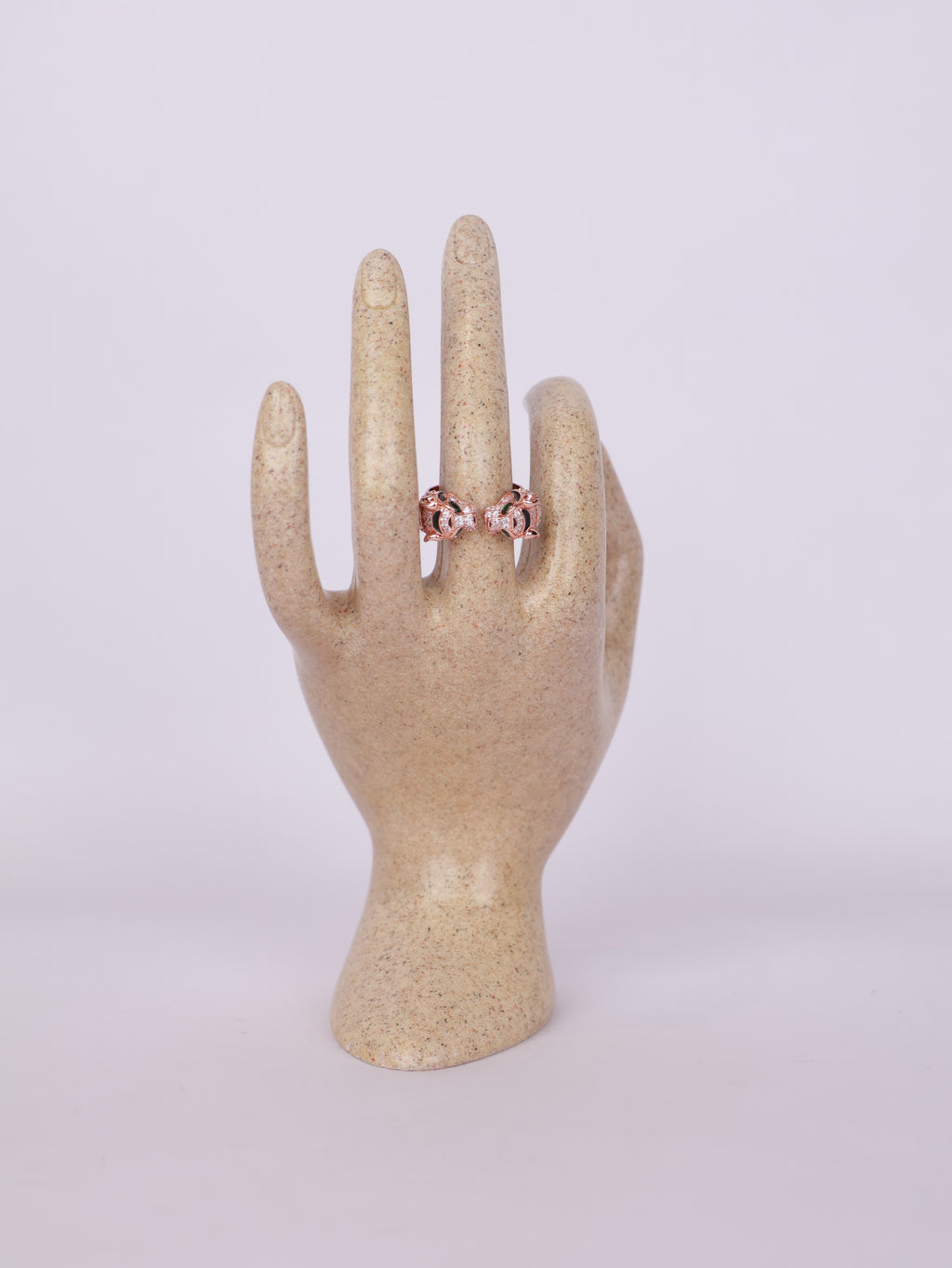 Rose Gold Panther Motif Open Statement Ring