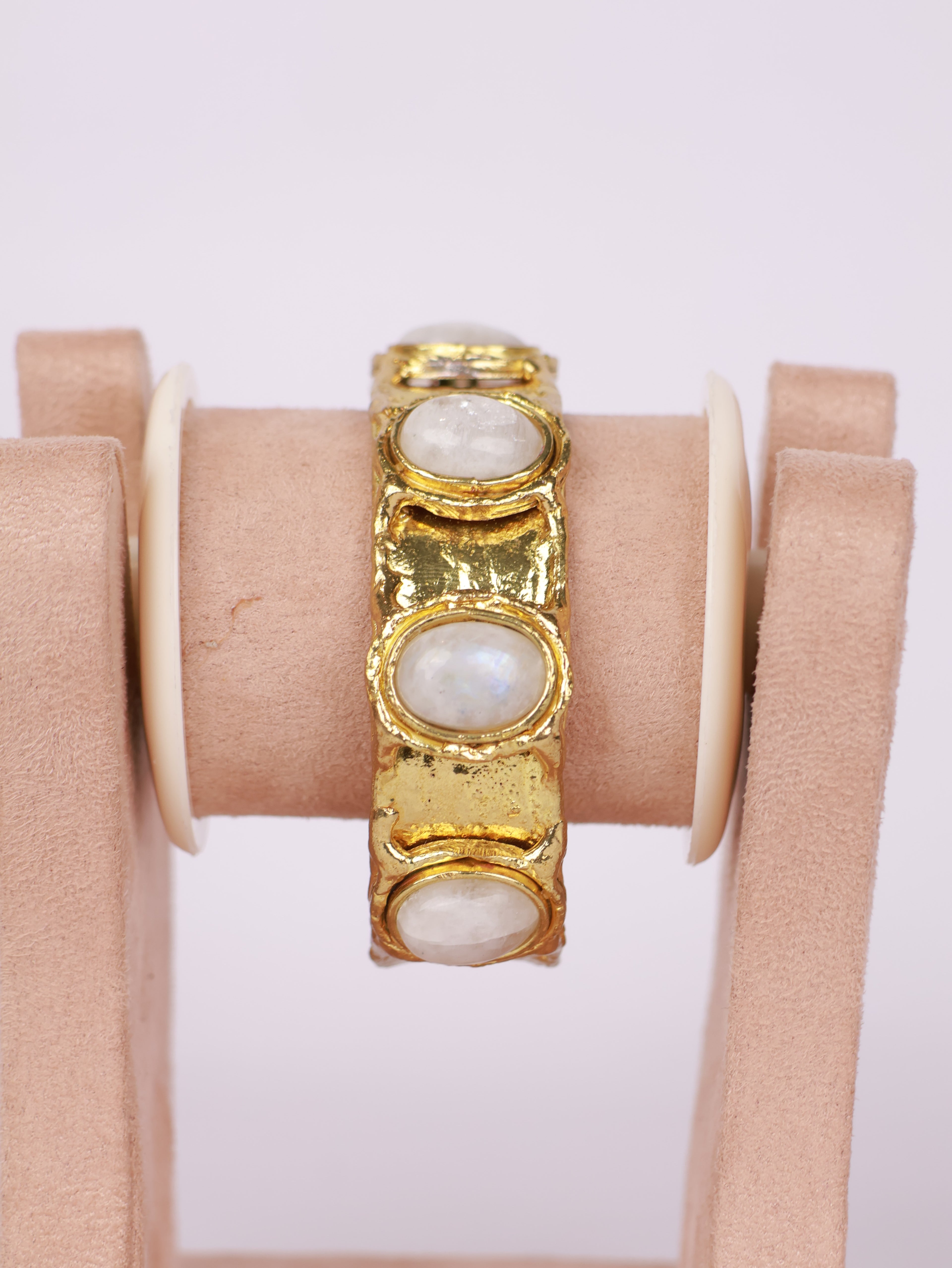 Raw Elegance Moonstone Hammered Cuff