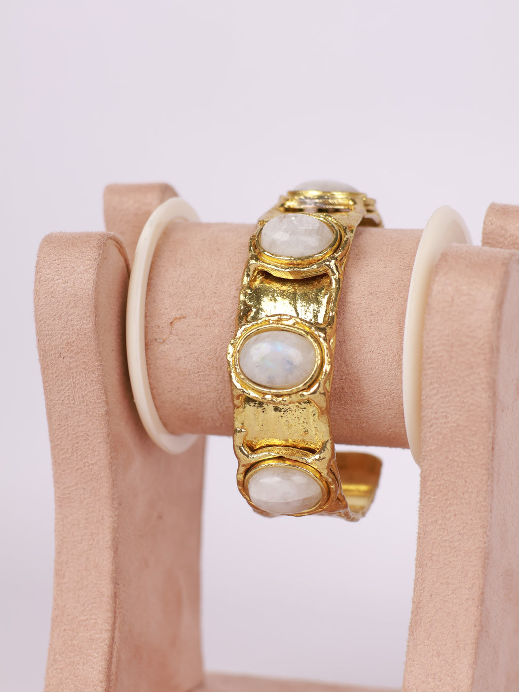 Raw Elegance Moonstone Hammered Cuff