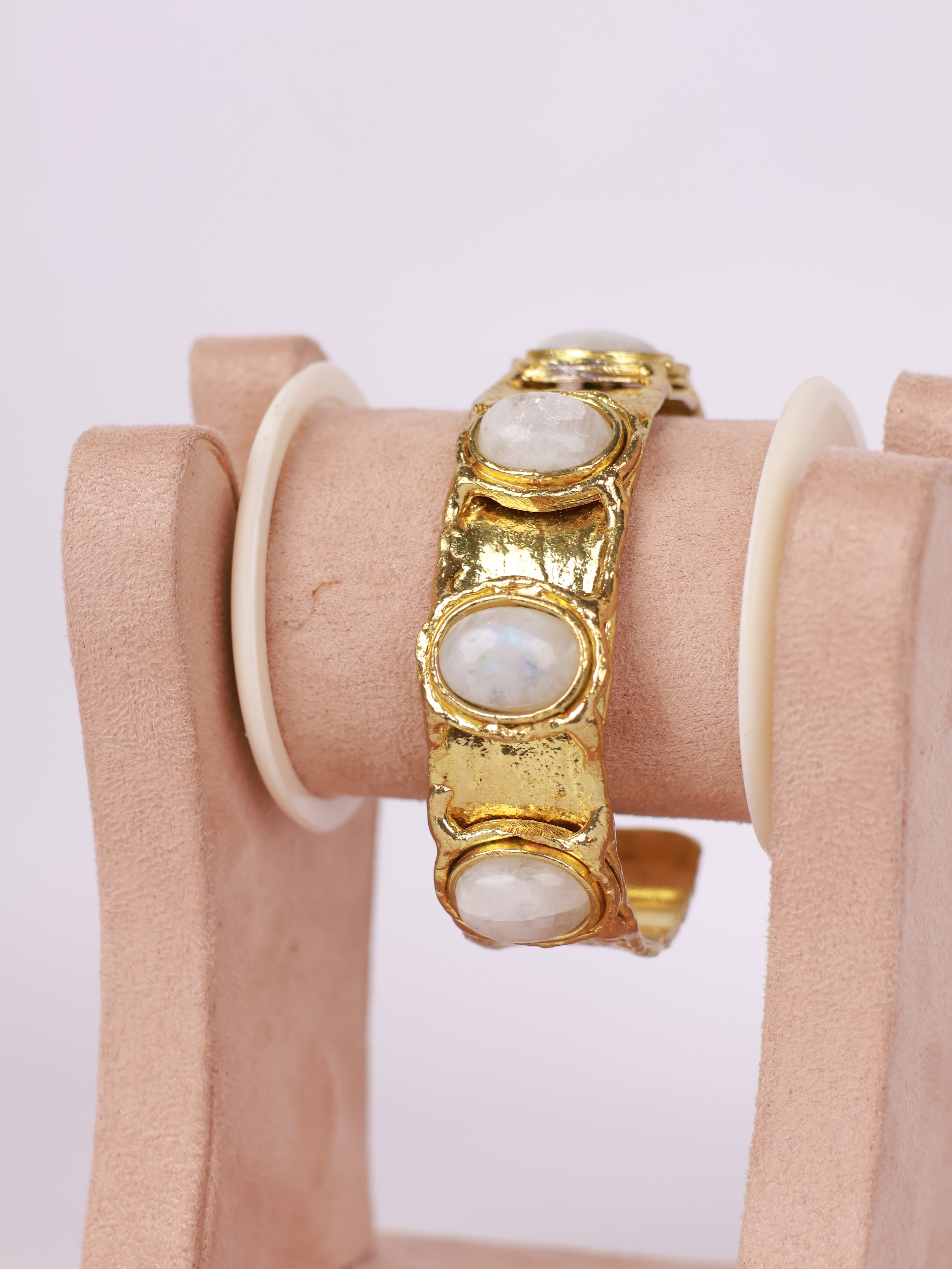 Raw Elegance Moonstone Hammered Cuff