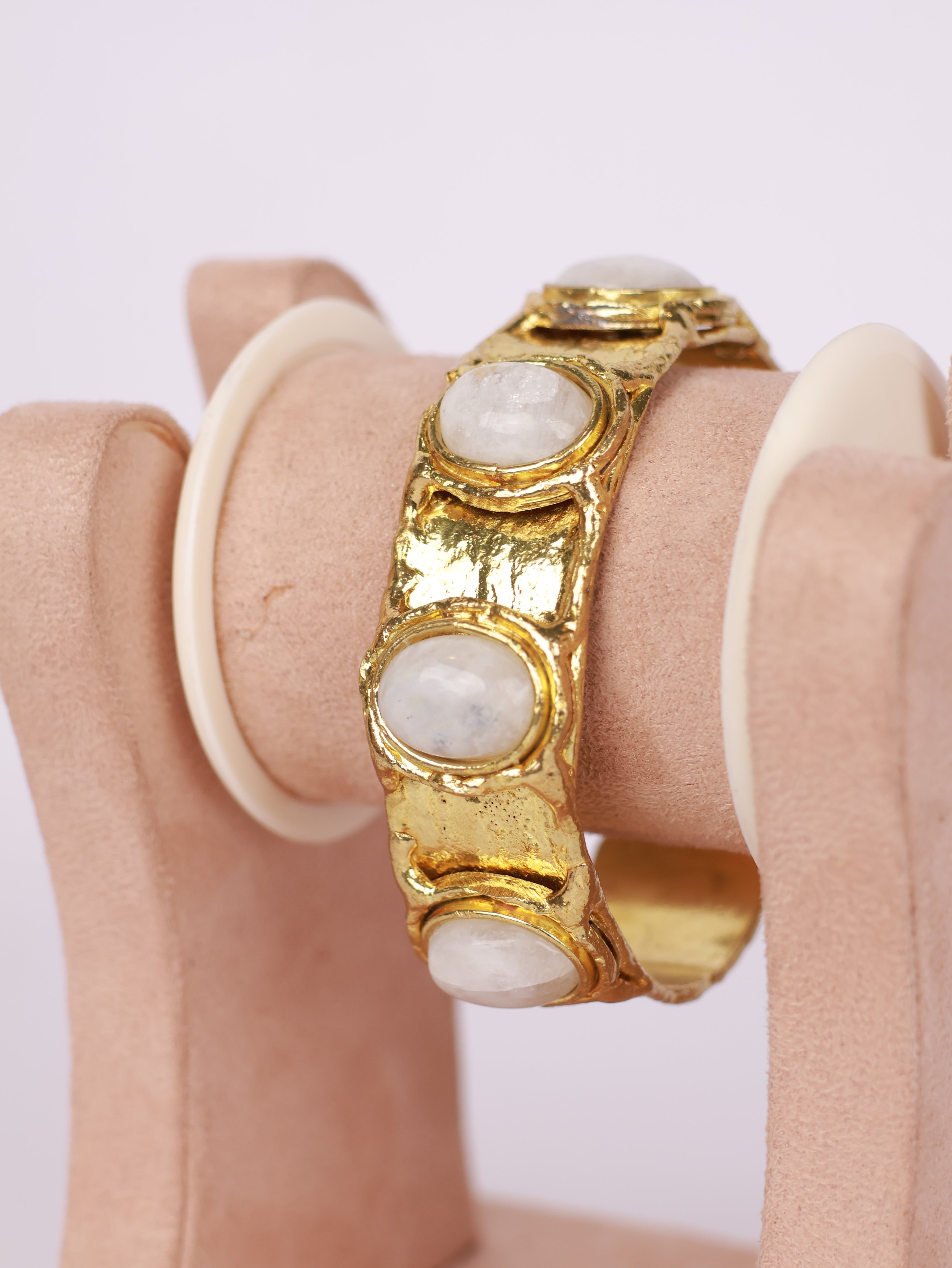 Raw Elegance Moonstone Hammered Cuff