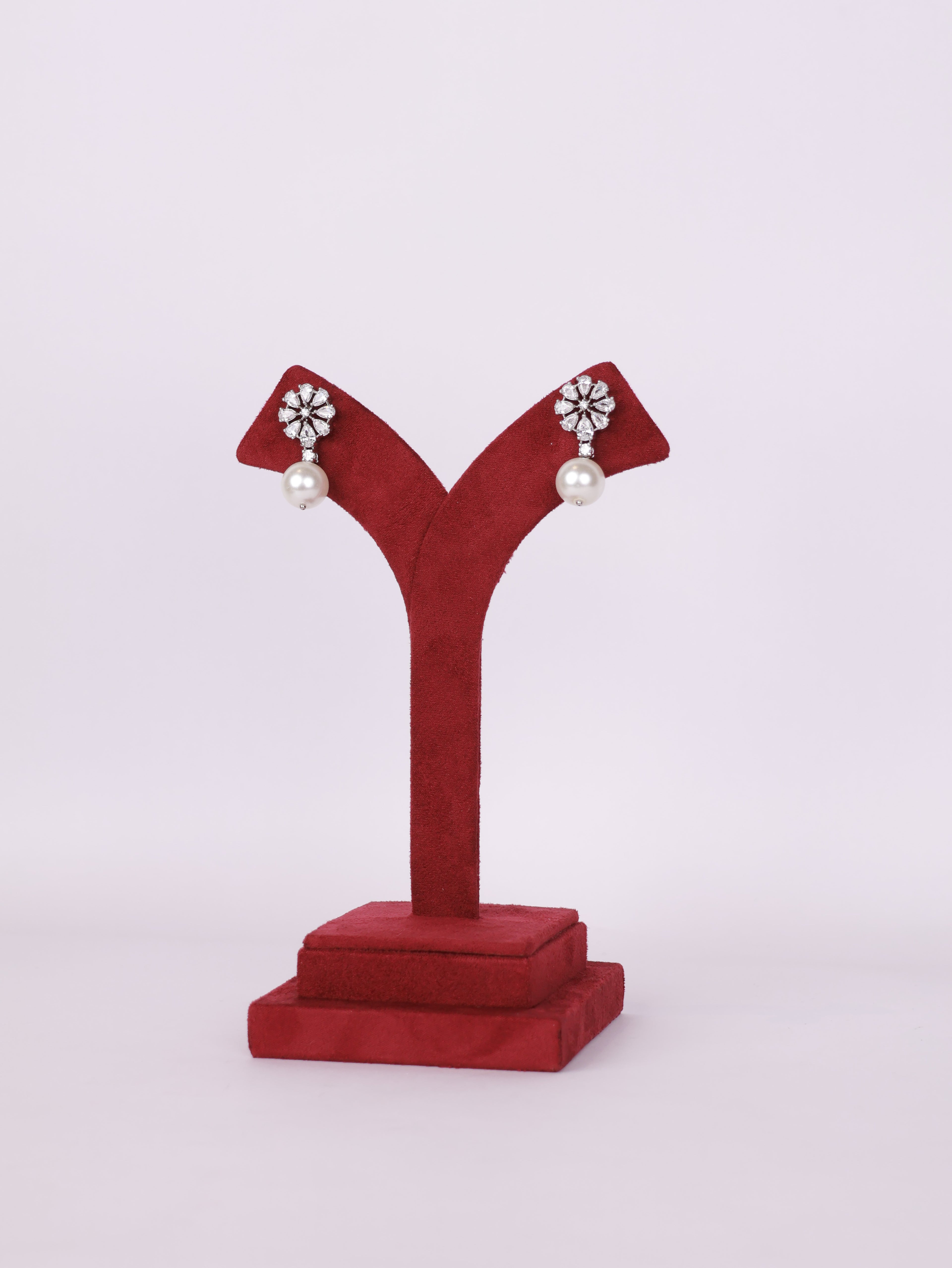 Luminous Floral Pearl Drop Earrings
