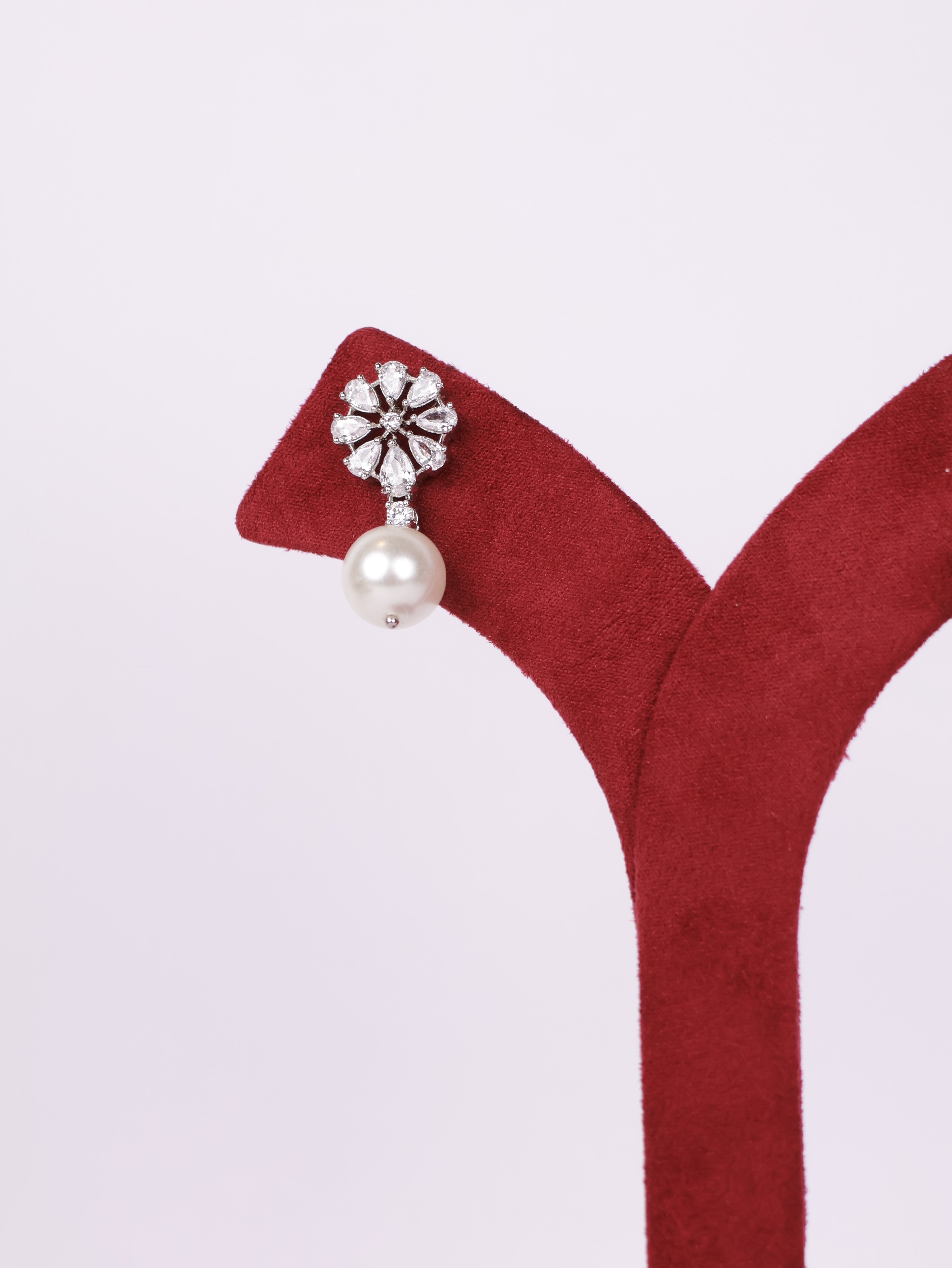 Luminous Floral Pearl Drop Earrings