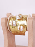 Artisan Baroque Pearl Hammered Gold Cuff