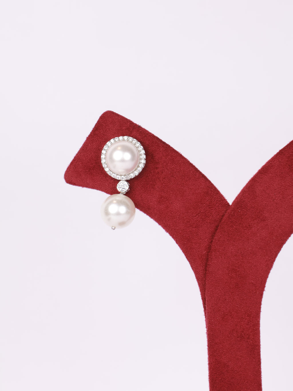 Title: Royal Pavé Halo Dual Pearl Drop Earrings
