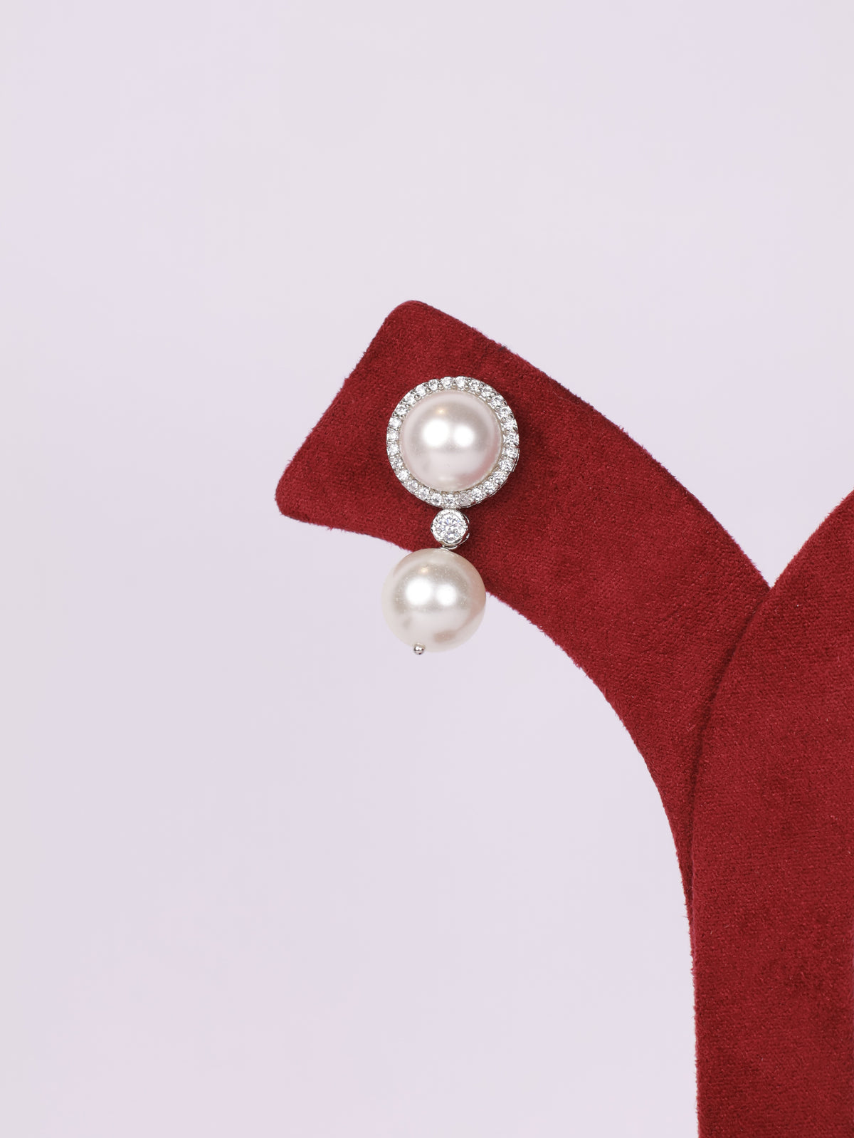 Title: Royal Pavé Halo Dual Pearl Drop Earrings