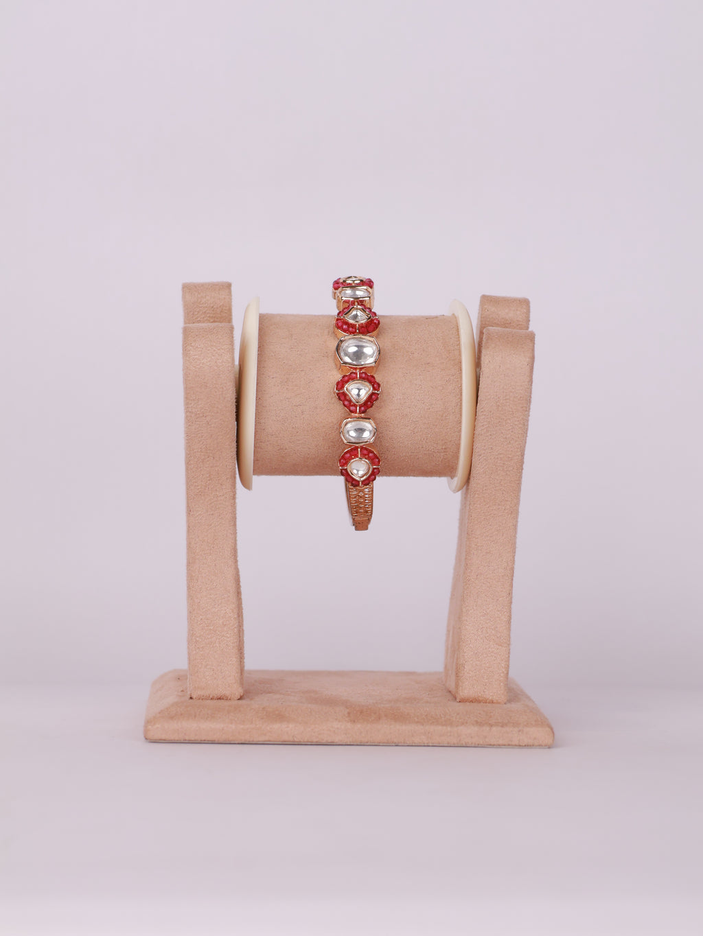 Royal Ruby Bead & Kundan Bangle Bracelet