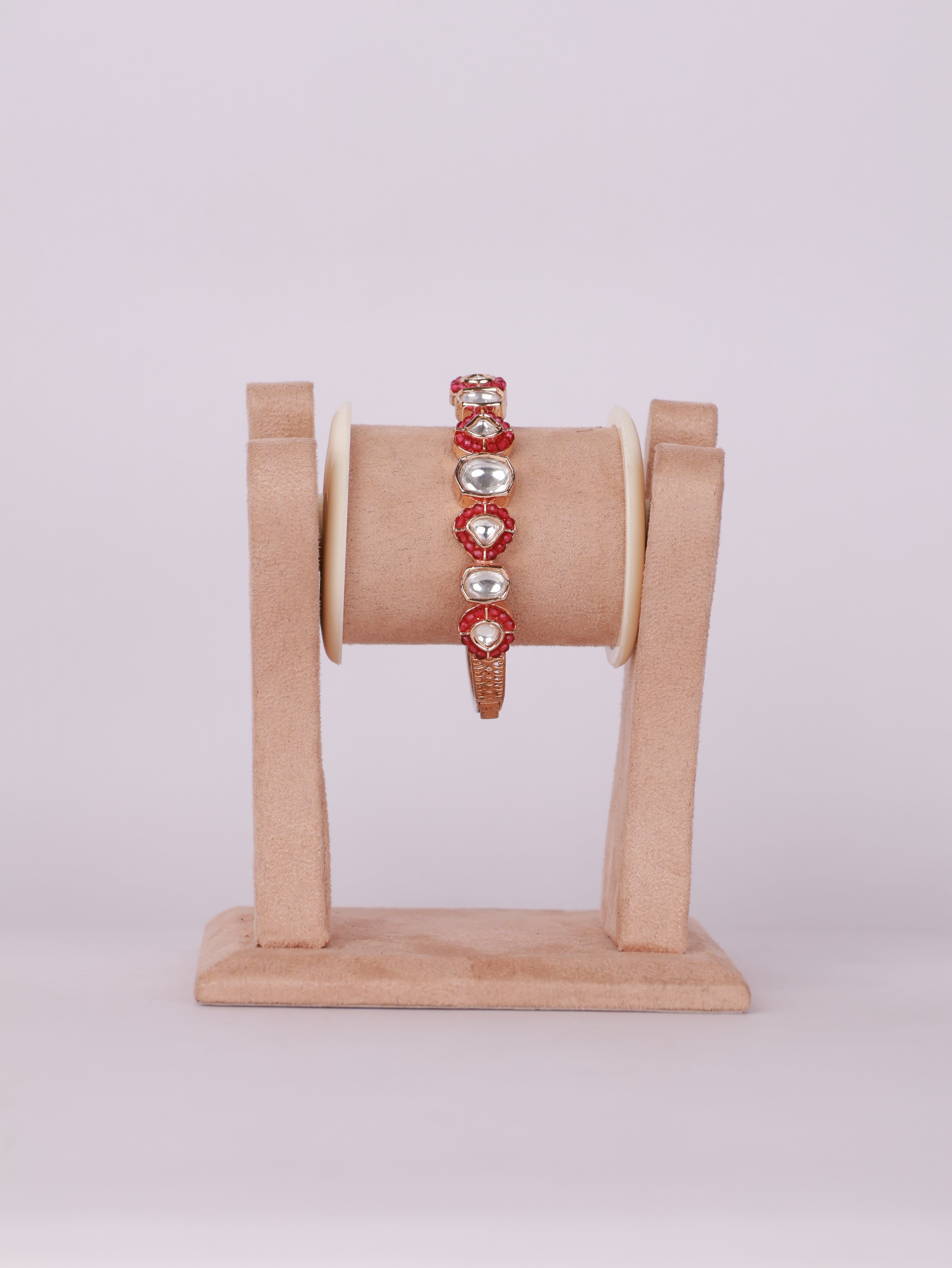 Royal Ruby Bead & Kundan Bangle Bracelet
