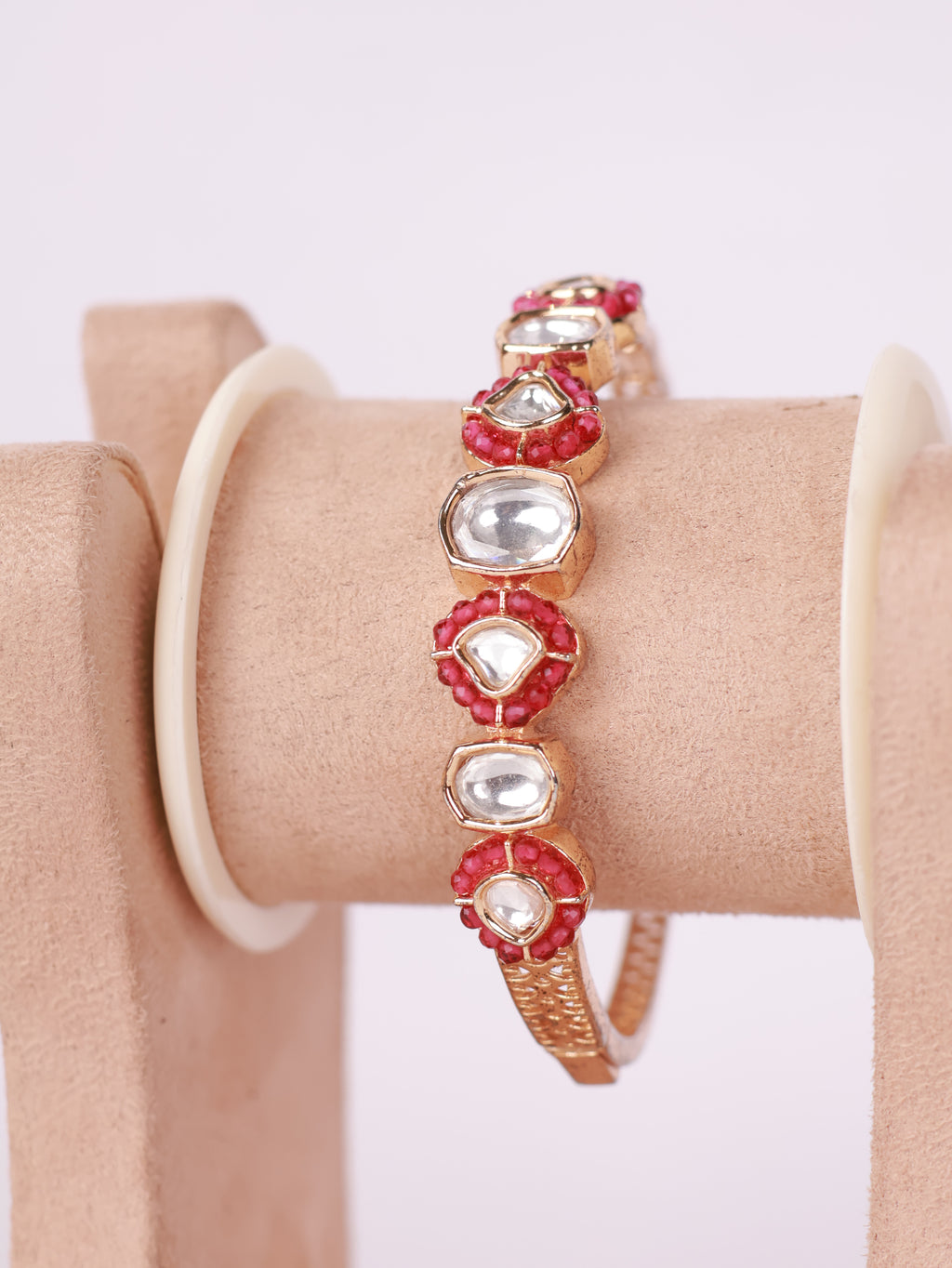 Royal Ruby Bead & Kundan Bangle Bracelet