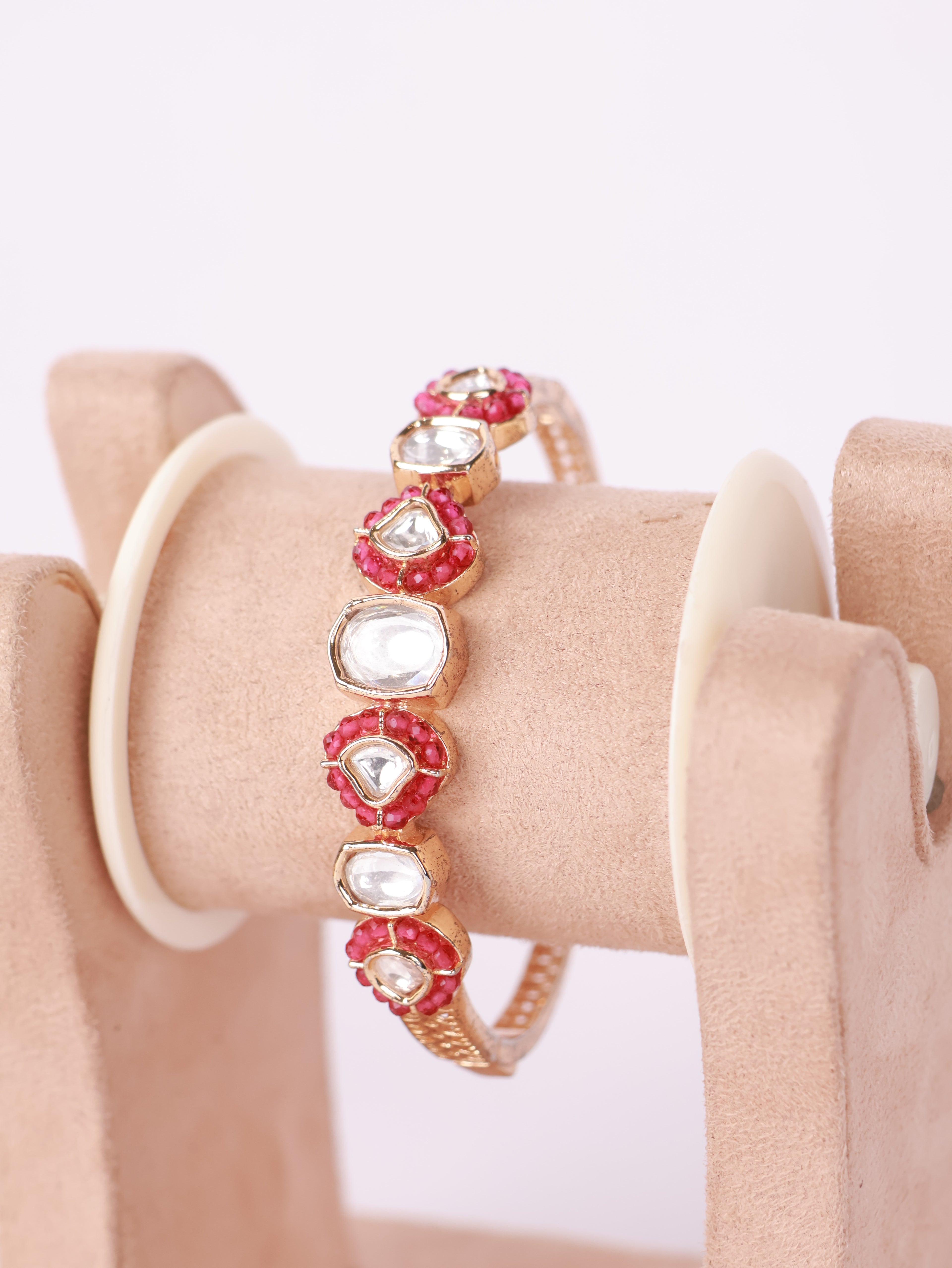 Royal Ruby Bead & Kundan Bangle Bracelet