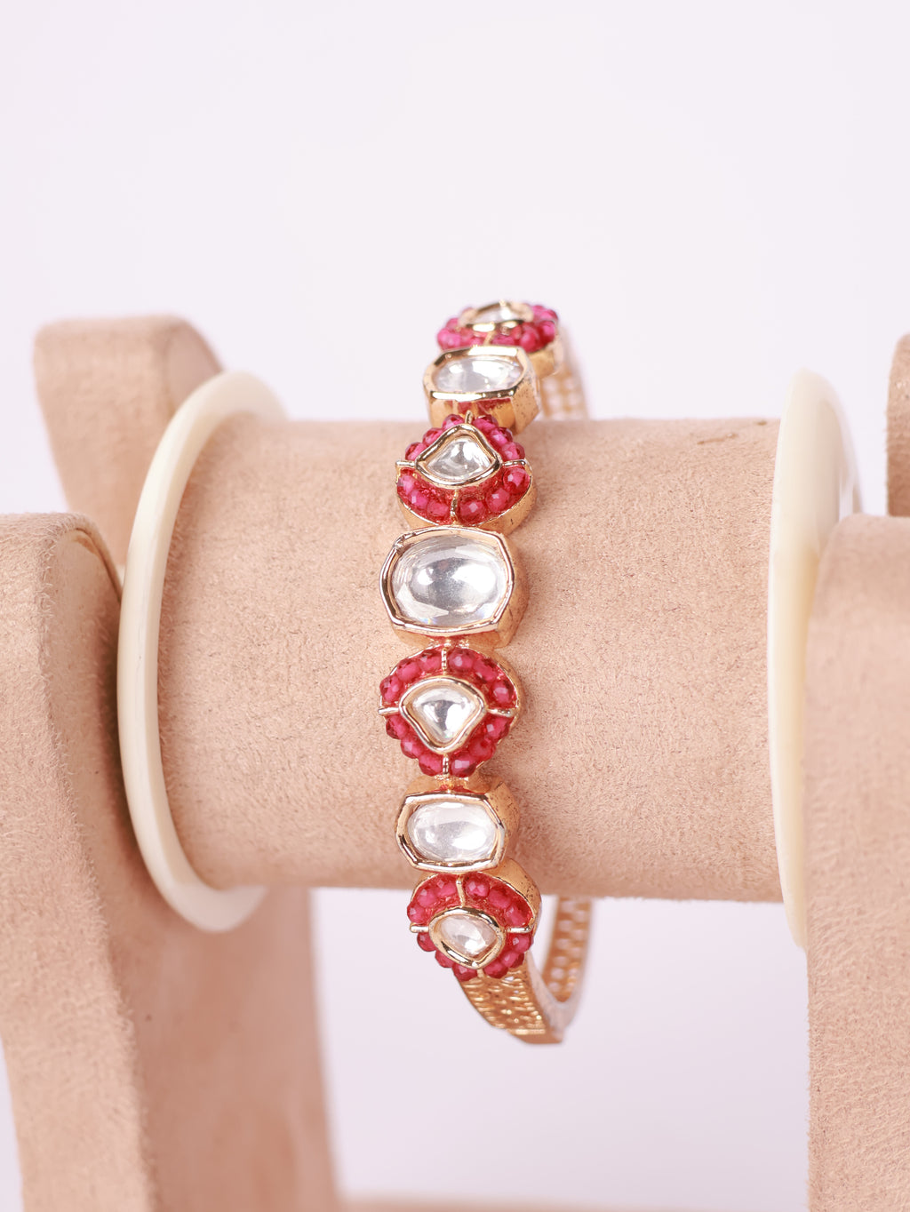 Royal Ruby Bead & Kundan Bangle Bracelet