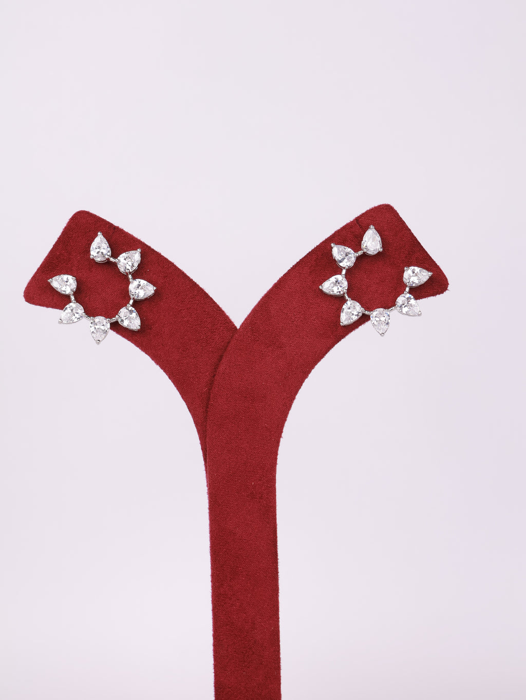 Sparkling Pear-Cut Crescent Hoop Earrings