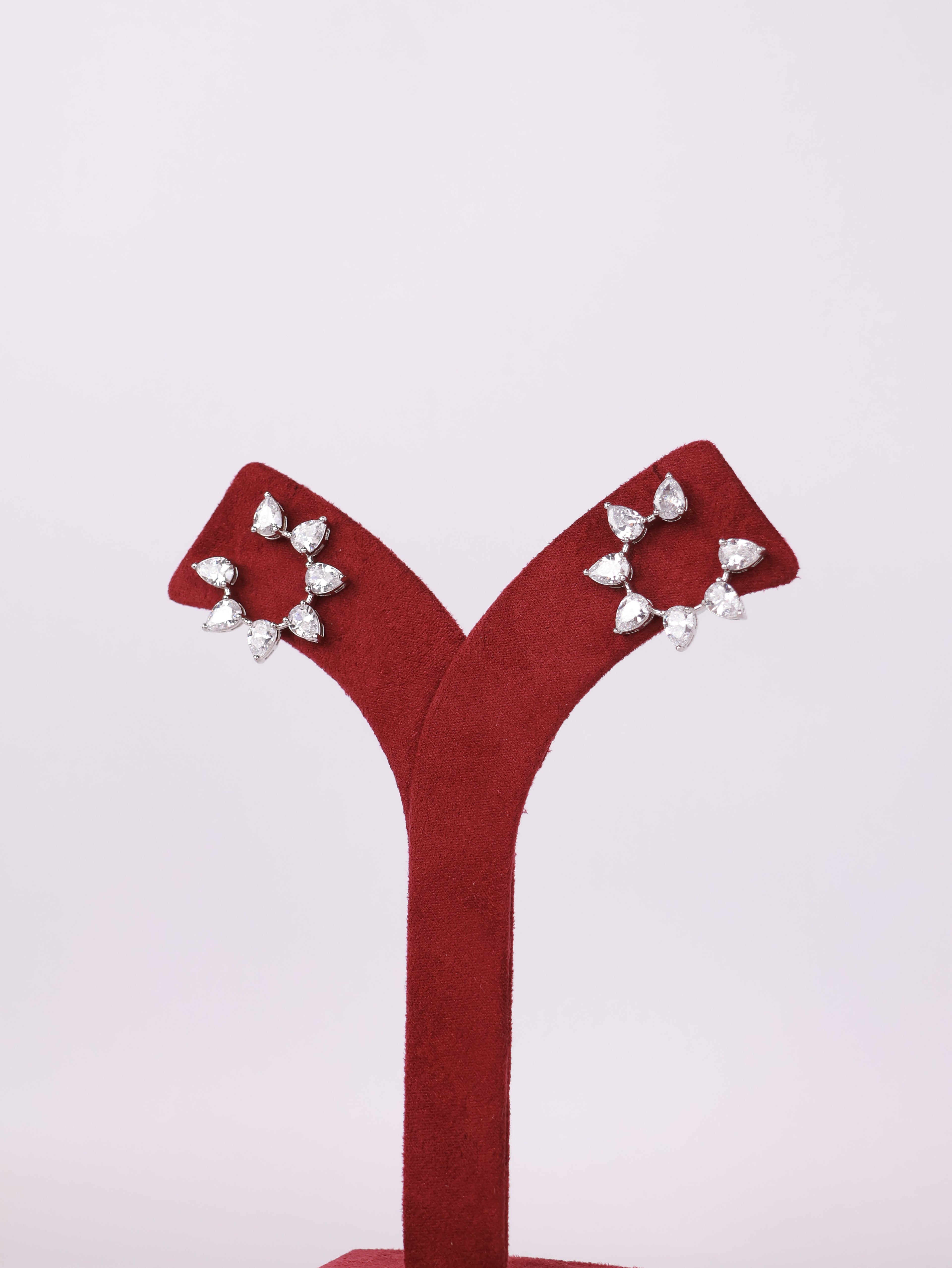 Sparkling Pear-Cut Crescent Hoop Earrings
