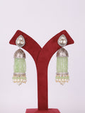 Mint Jade & Dual-Tone Kundan Jhumka Earrings
