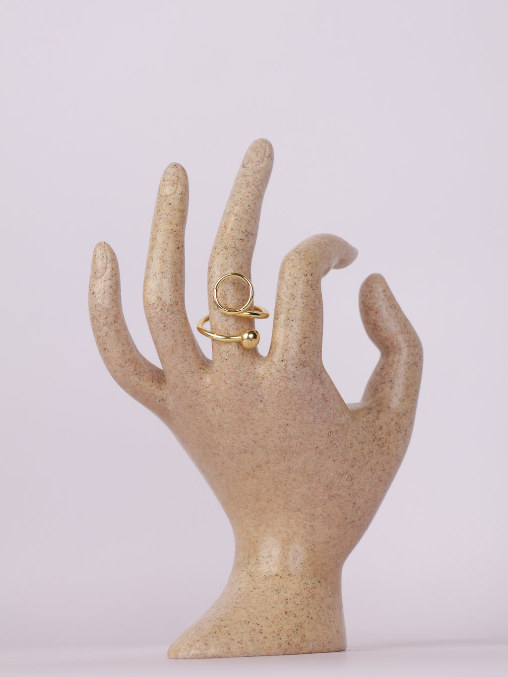 Royal Gold Open Circle & Sphere Bypass Statement Ring