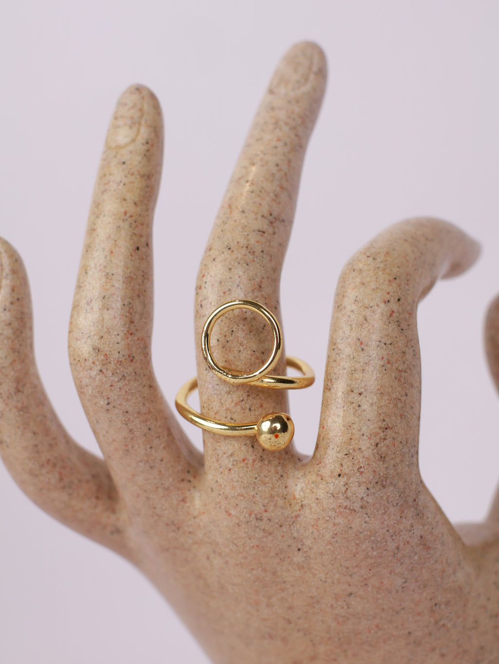 Royal Gold Open Circle & Sphere Bypass Statement Ring