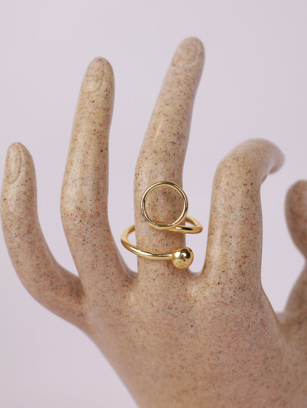 Royal Gold Open Circle & Sphere Bypass Statement Ring