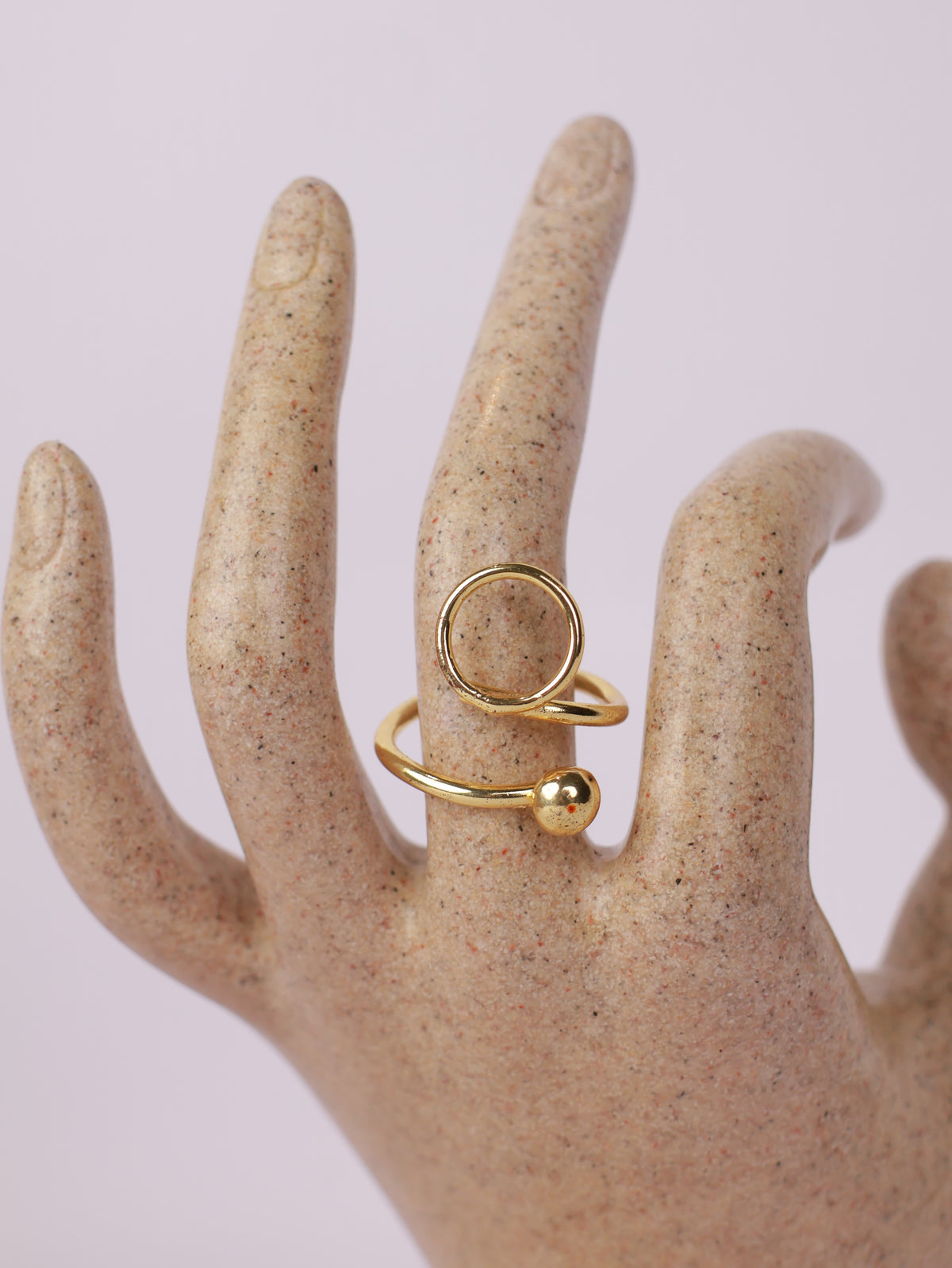 Royal Gold Open Circle & Sphere Bypass Statement Ring