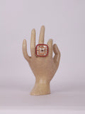 Royal Kundan Polki & Ruby Border Square Statement Ring