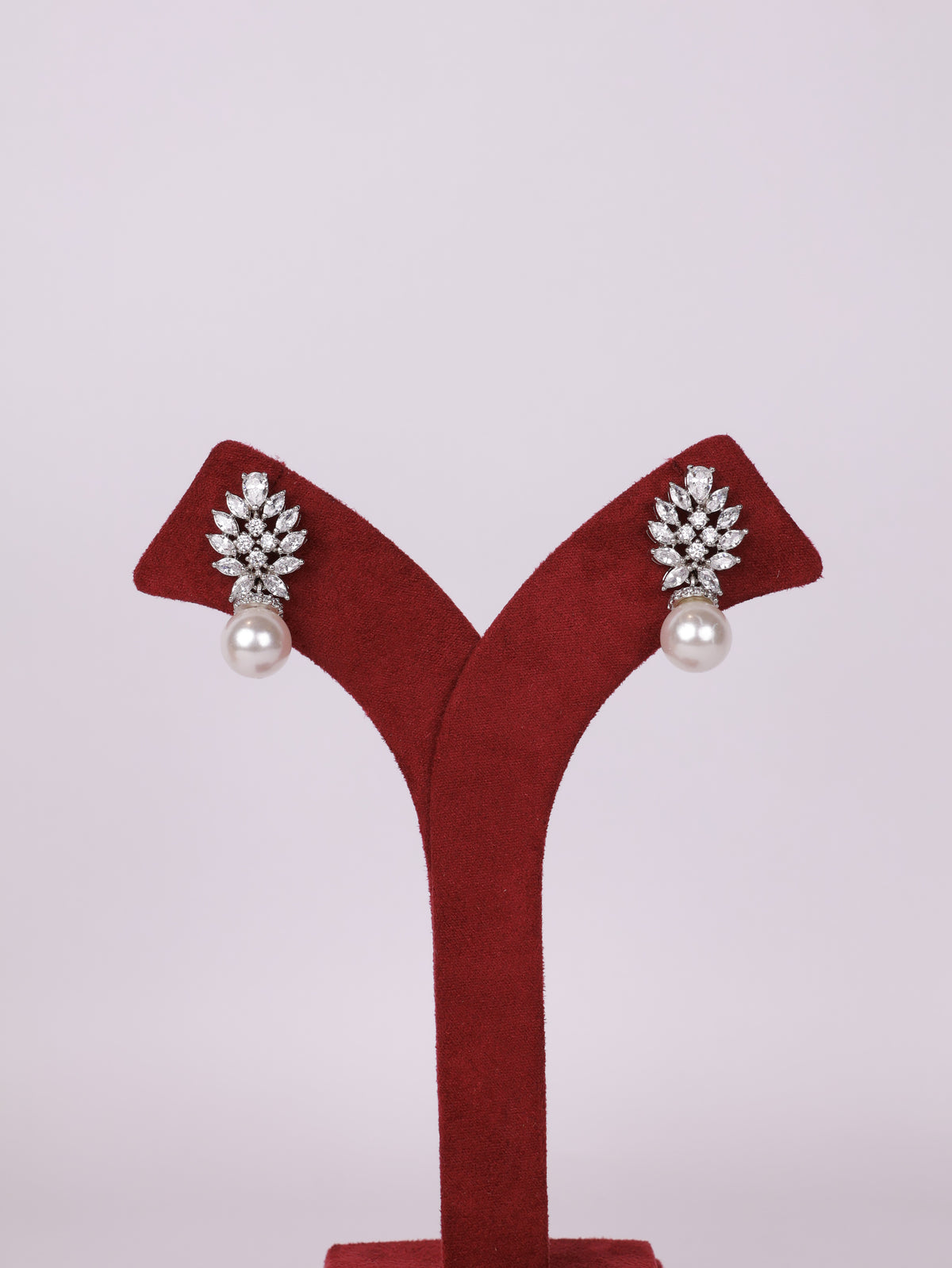 Royal Marquise Cluster Leaf & Pearl Drop Earrings