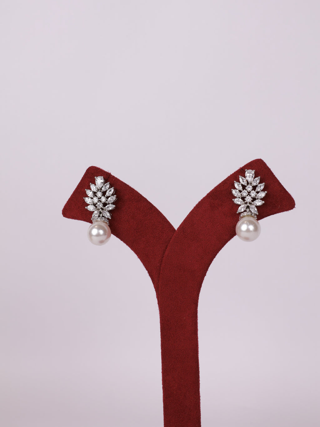 Royal Marquise Cluster Leaf & Pearl Drop Earrings