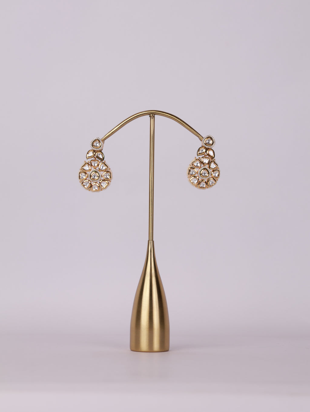 Royal Kundan Polki Floral Medallion Drop Earrings