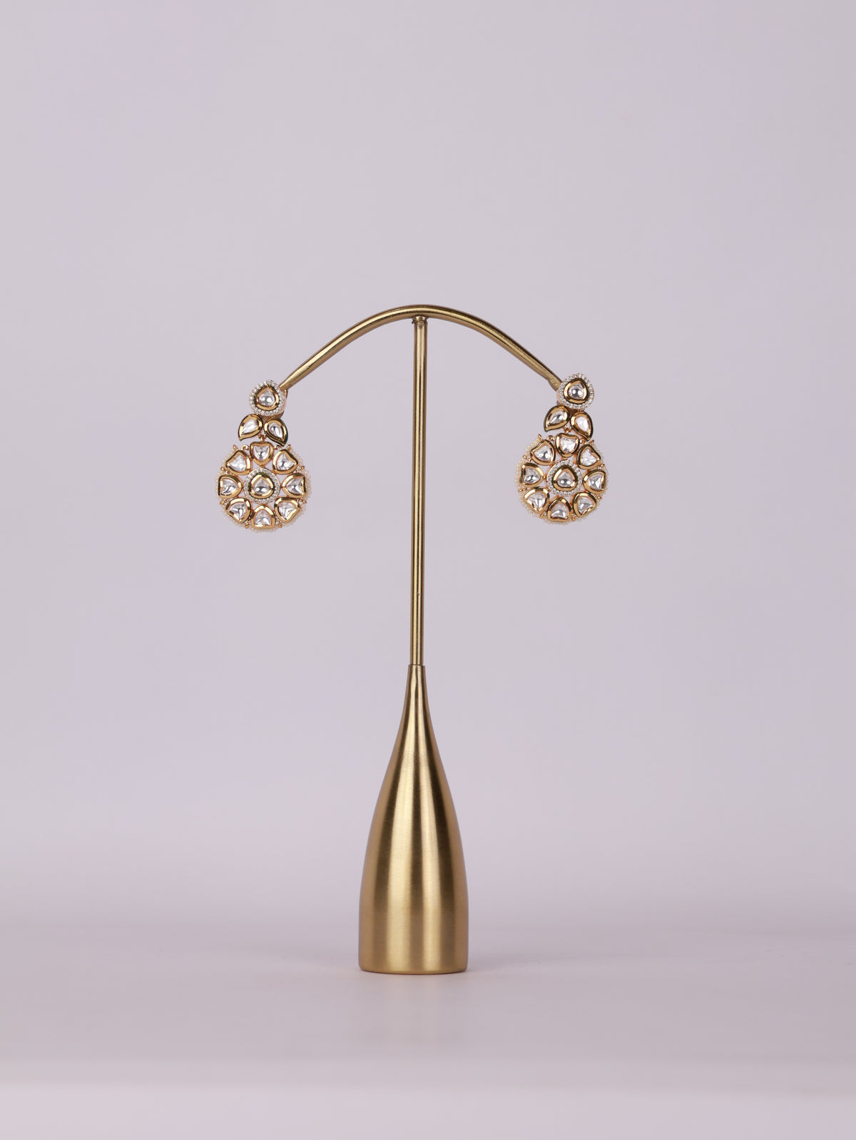 Royal Kundan Polki Floral Medallion Drop Earrings