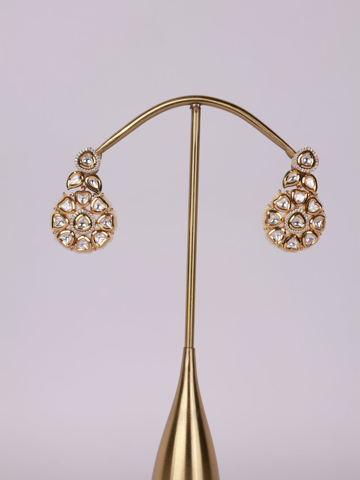 Royal Kundan Polki Floral Medallion Drop Earrings