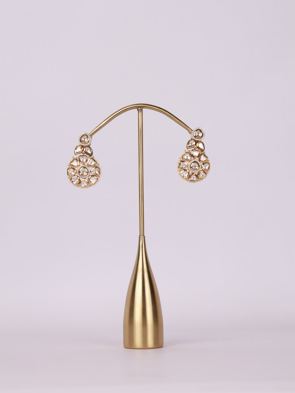 Royal Kundan Polki Floral Medallion Drop Earrings
