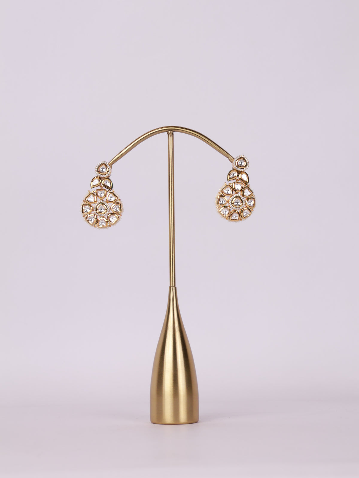 Royal Kundan Polki Floral Medallion Drop Earrings