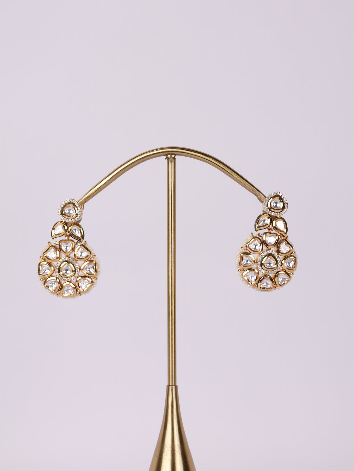 Royal Kundan Polki Floral Medallion Drop Earrings