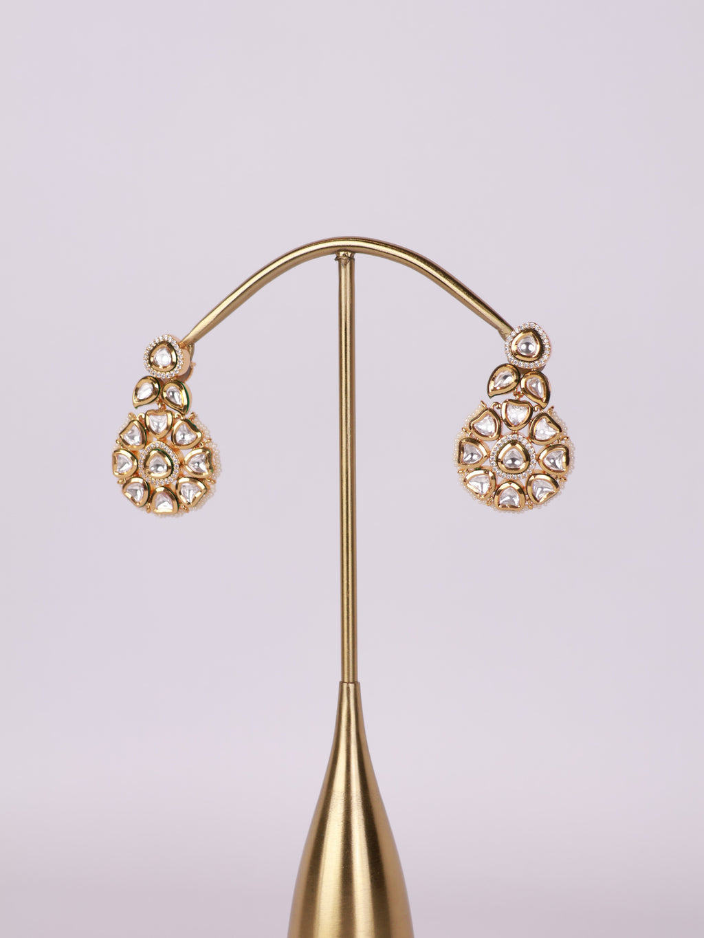 Royal Kundan Polki Floral Medallion Drop Earrings