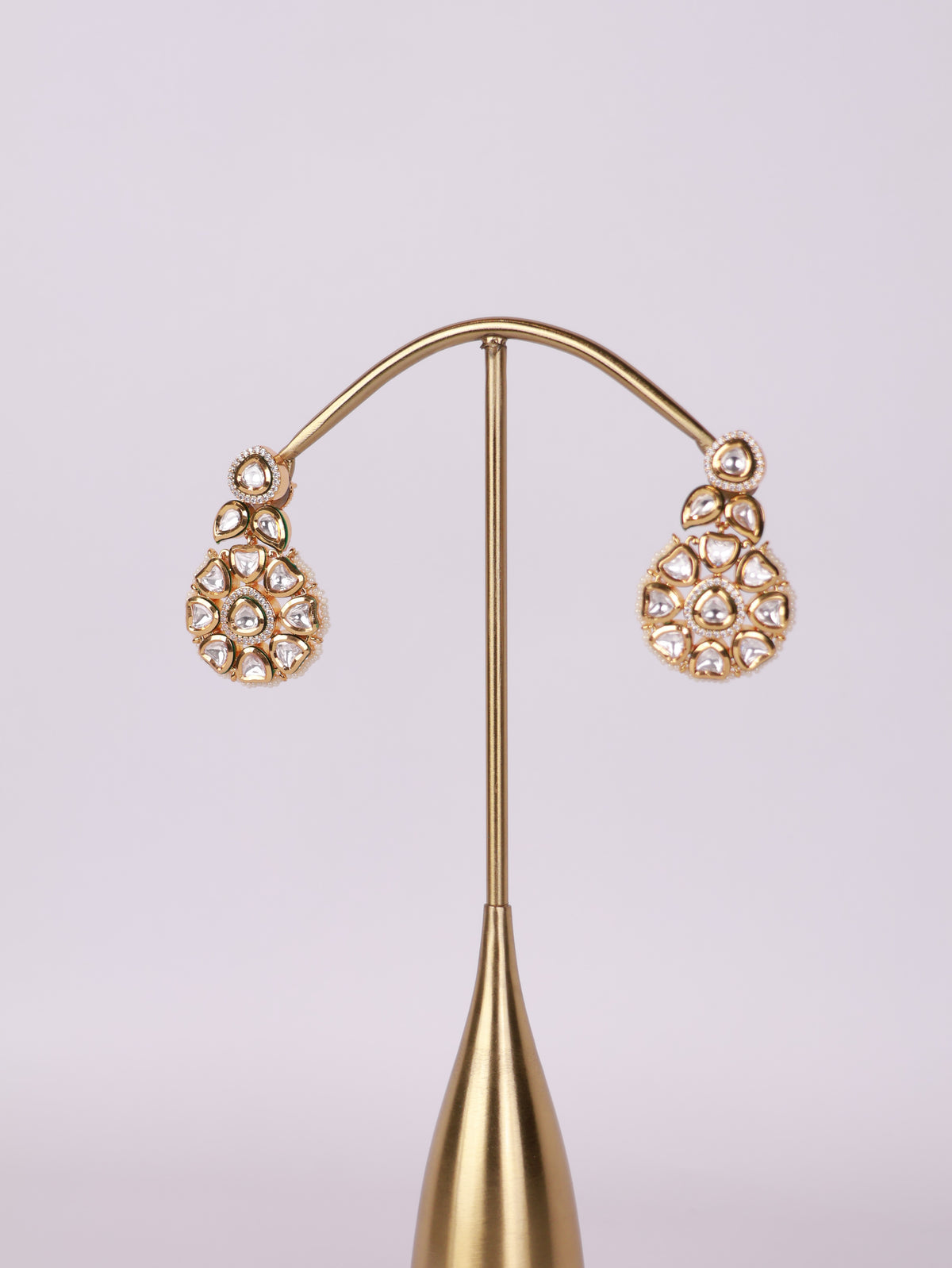 Royal Kundan Polki Floral Medallion Drop Earrings