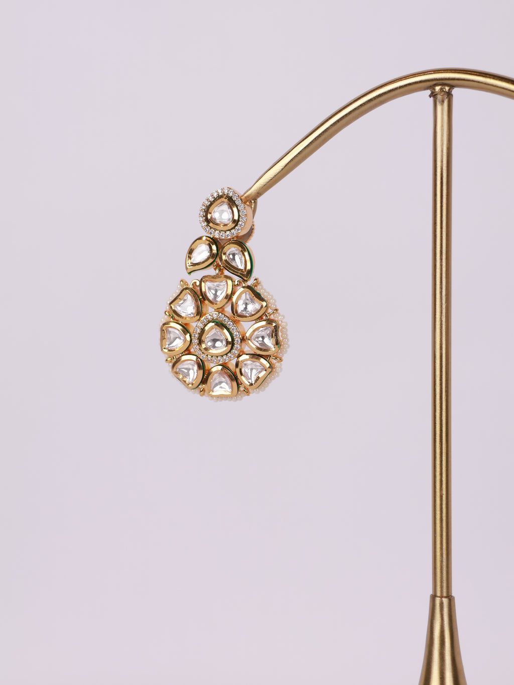 Royal Kundan Polki Floral Medallion Drop Earrings